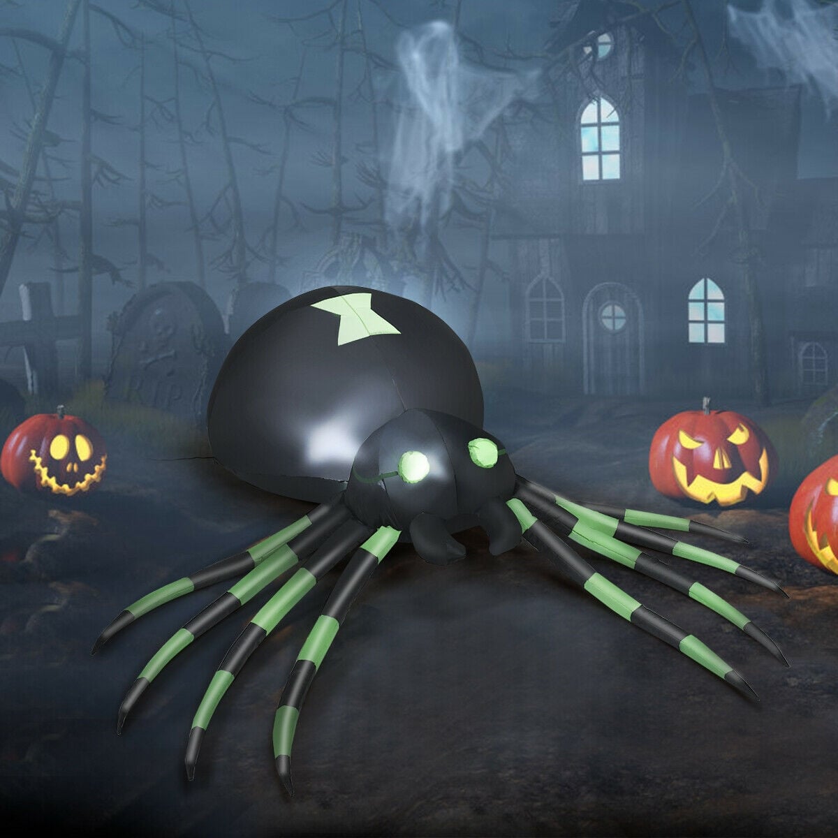 6 Feet Halloween Inflatable Blow-Up Spider-Halloween-DECOROLALA