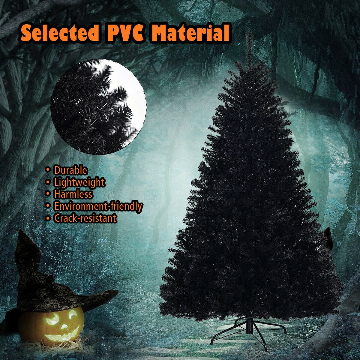 6 Feet Hinged Artificial Halloween Christmas Tree-Christmas Trees-DECOROLALA
