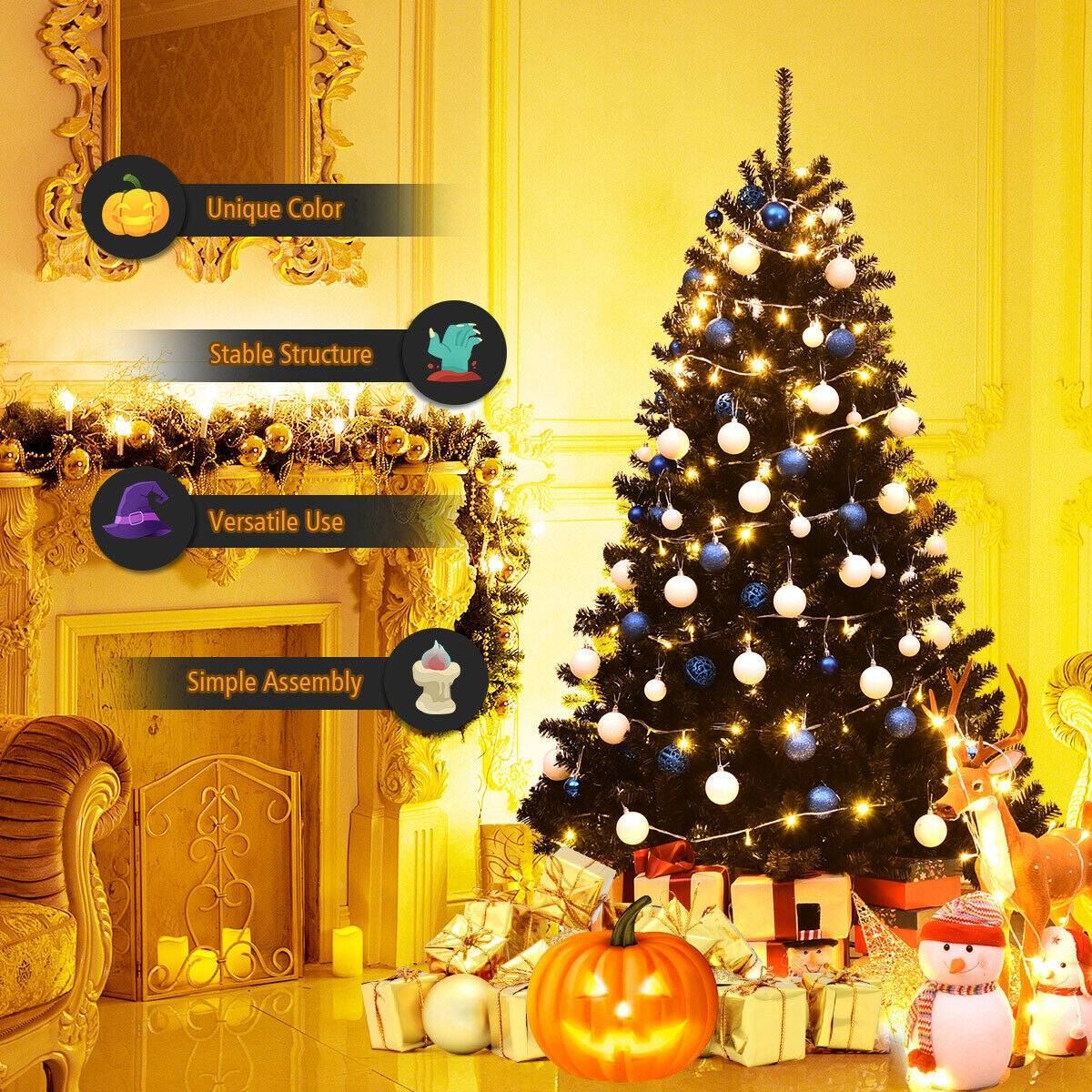 6 Feet Hinged Artificial Halloween Christmas Tree-Christmas Trees-DECOROLALA