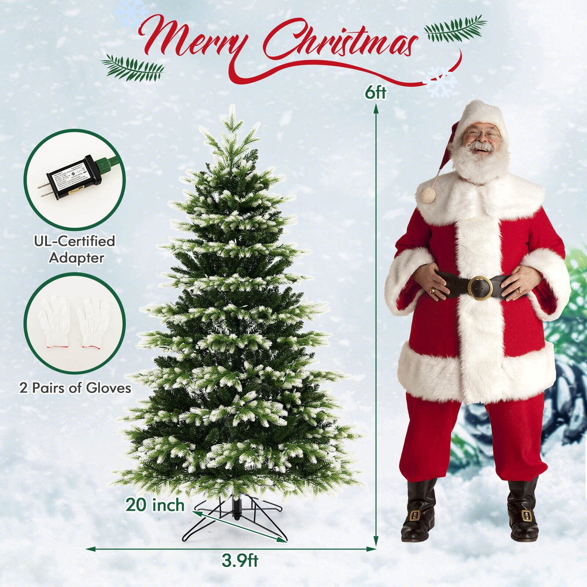6 Feet Hinged Christmas Tree with 350 LED Lights Remote Control-Christmas Trees-DECOROLALA
