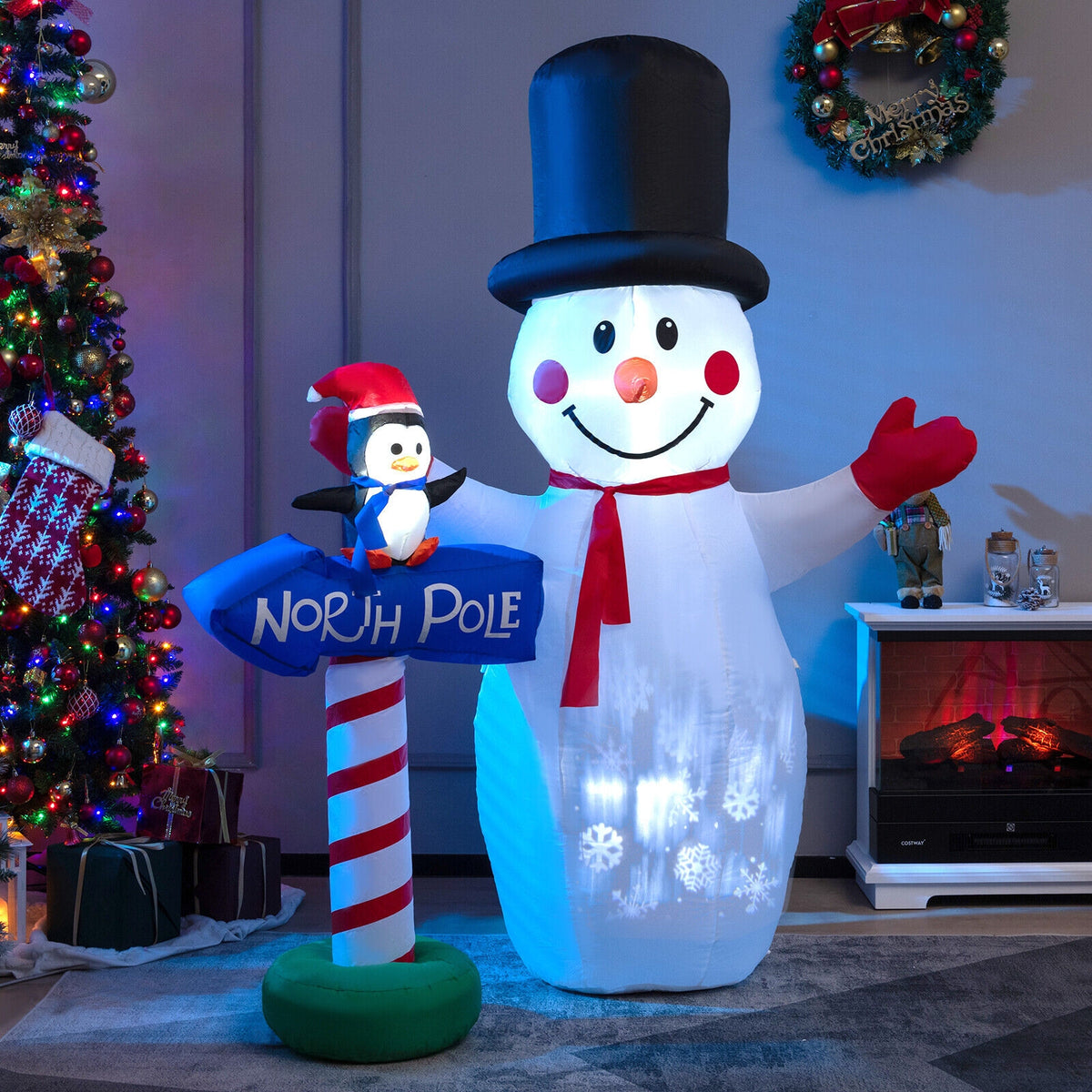 6 Feet Inflatable Christmas Decoration with Built-in Snowflake Projector-Christmas Inflatables-DECOROLALA