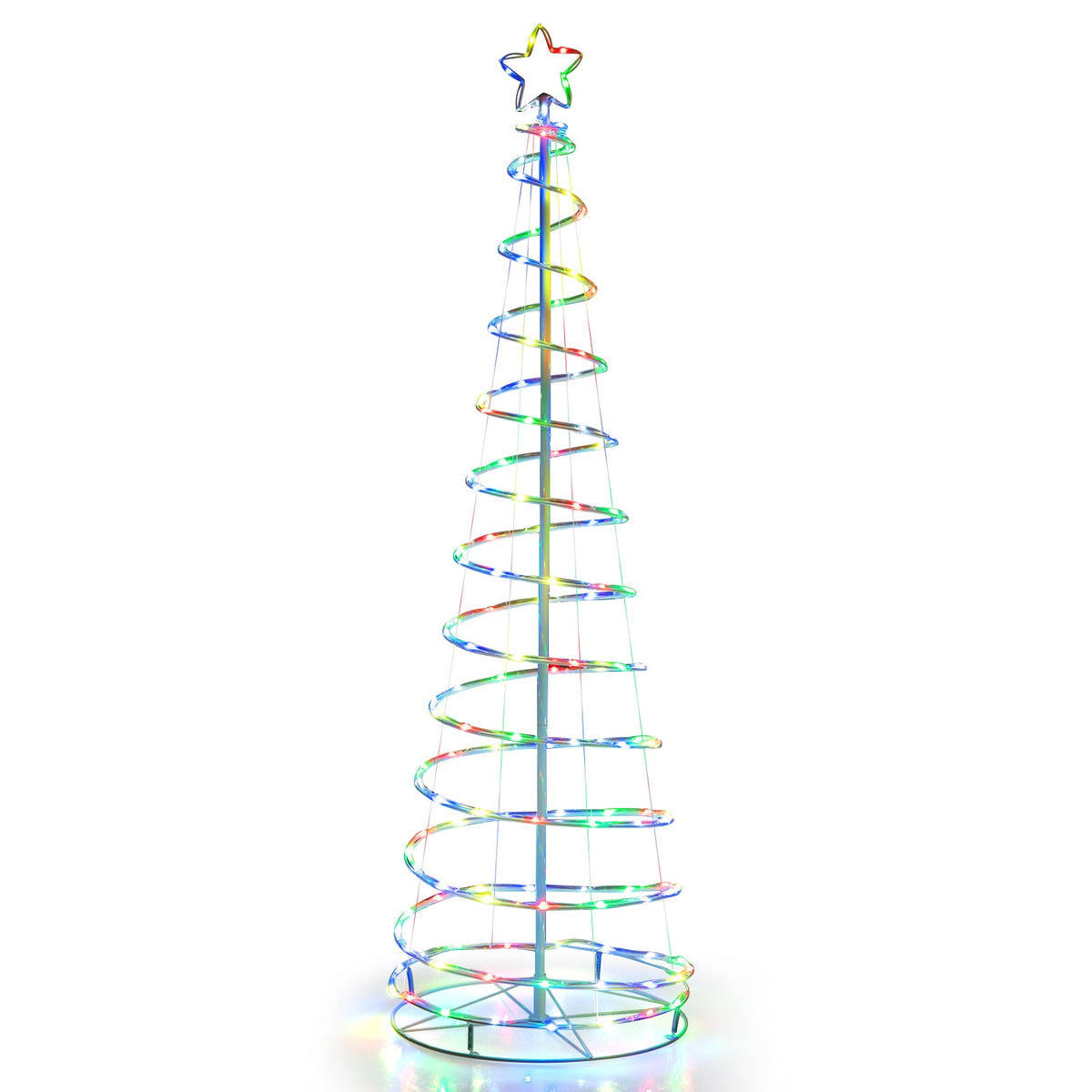 6 Feet Light Up Spiral Christmas Tree with Tree Top Star-White-Christmas Trees-DECOROLALA
