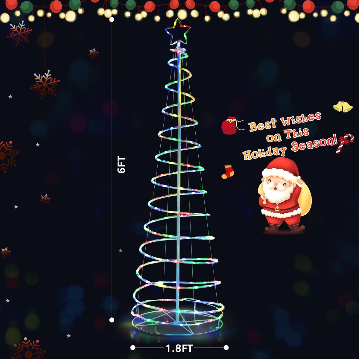 6 Feet Light Up Spiral Christmas Tree with Tree Top Star-White-Christmas Trees-DECOROLALA
