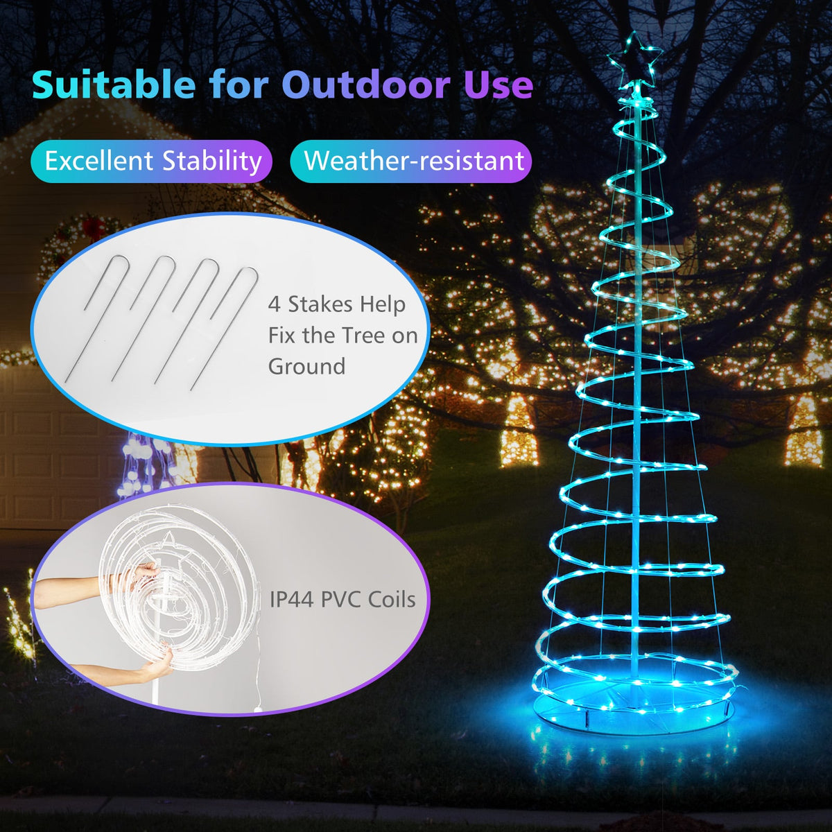 6 Feet Light Up Spiral Christmas Tree with Tree Top Star-White-Christmas Trees-DECOROLALA