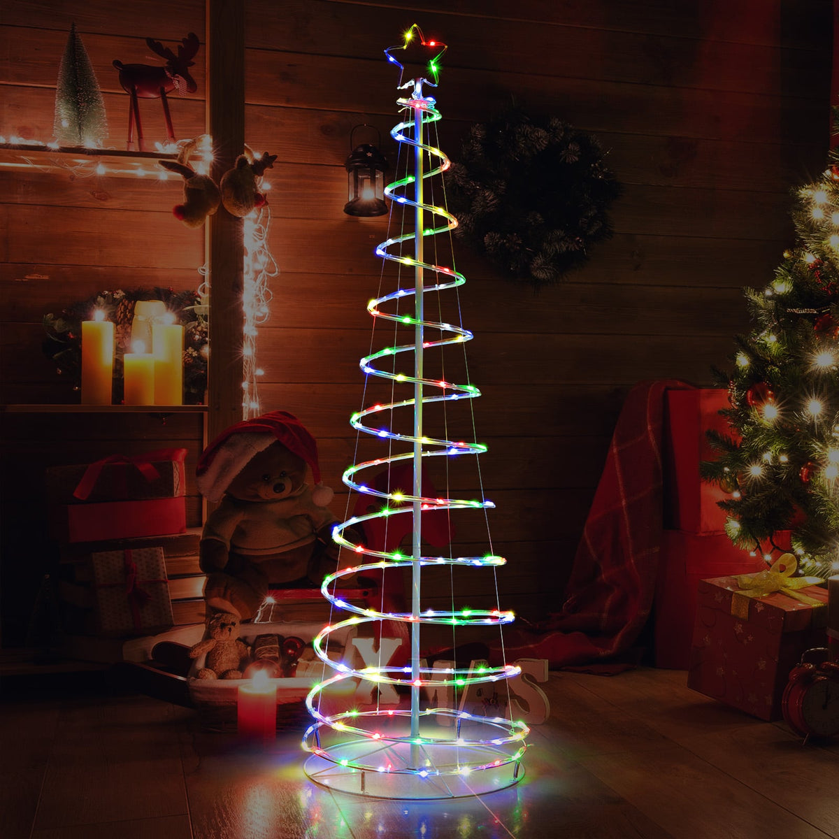 6 Feet Light Up Spiral Christmas Tree with Tree Top Star-White-Christmas Trees-DECOROLALA