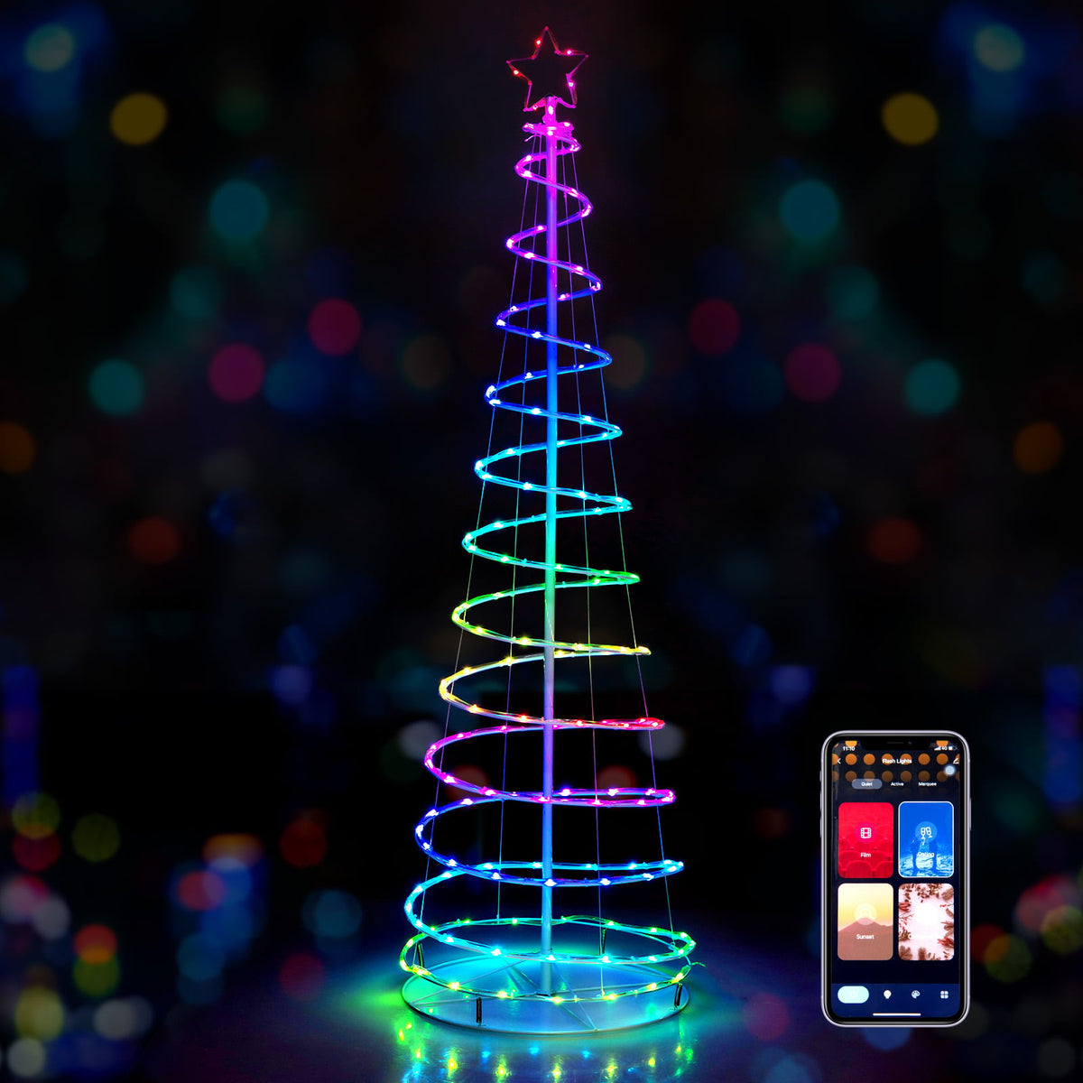 6 Feet Light Up Spiral Christmas Tree with Tree Top Star-White-Christmas Trees-DECOROLALA
