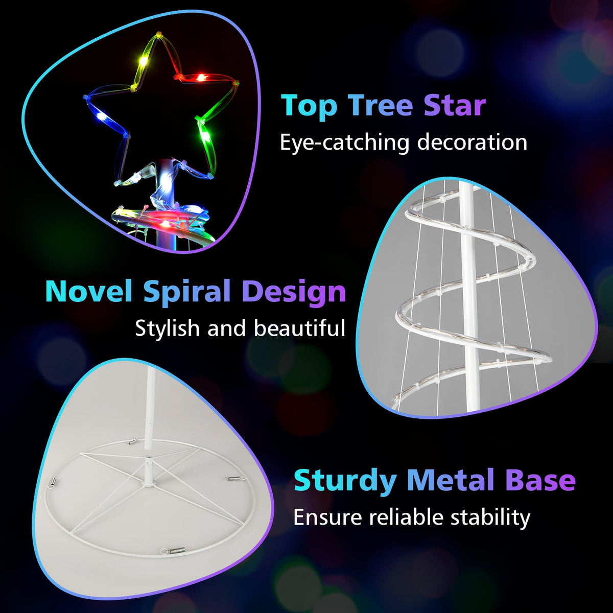 6 Feet Light Up Spiral Christmas Tree with Tree Top Star-White-Christmas Trees-DECOROLALA