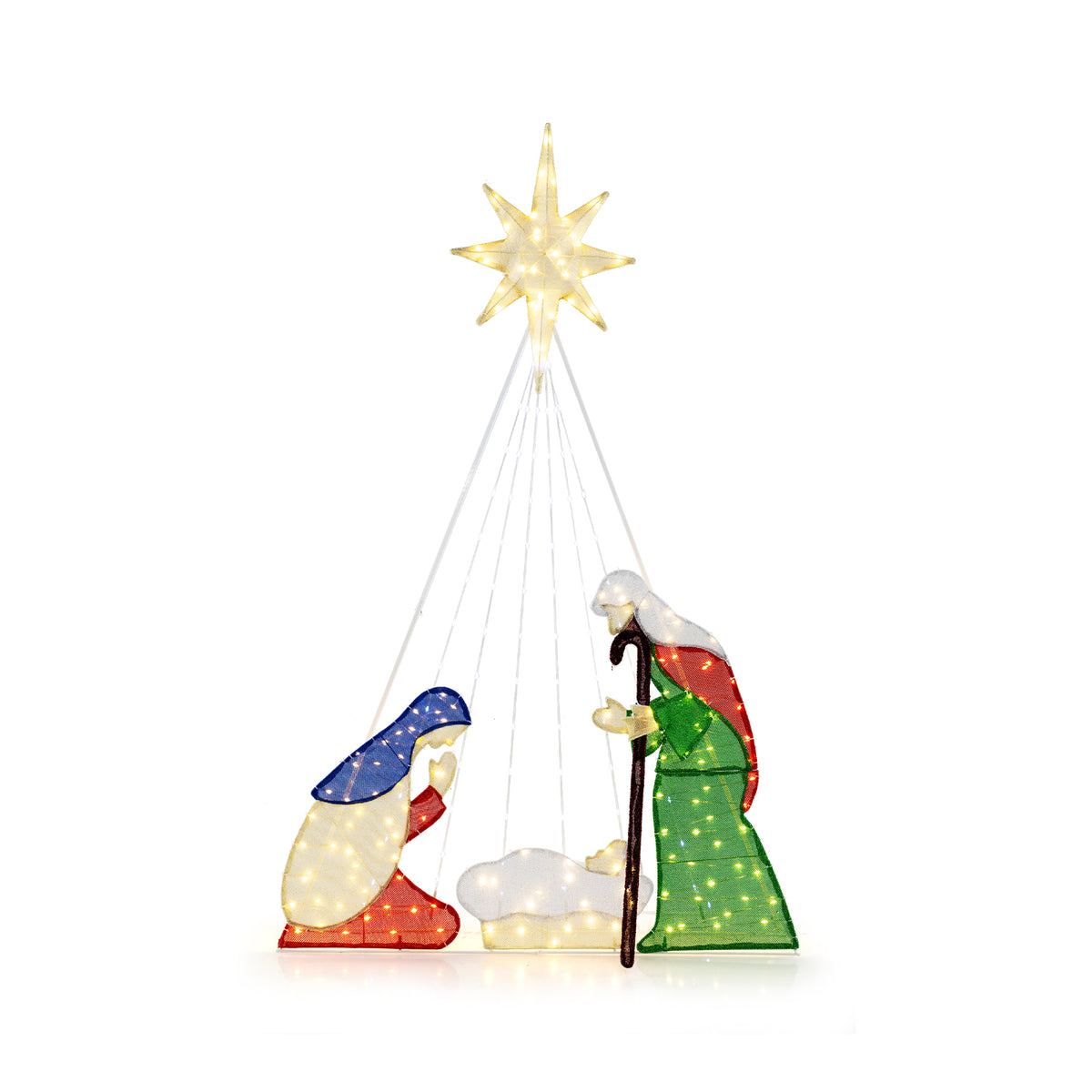 6 Feet Lighted Nativity Scene with 240 LED Lights-Christmas Decorations & Accessories-DECOROLALA