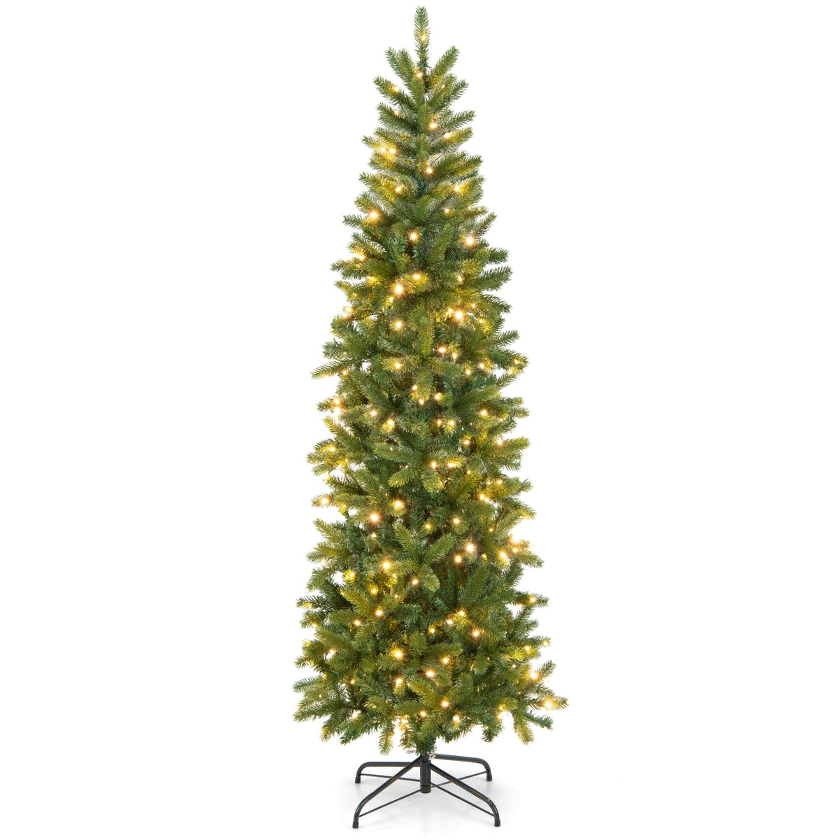 6 Feet Pre-Lit Artificial Christmas Tree with 648 PVC PE Branch Tips-Christmas Trees-DECOROLALA