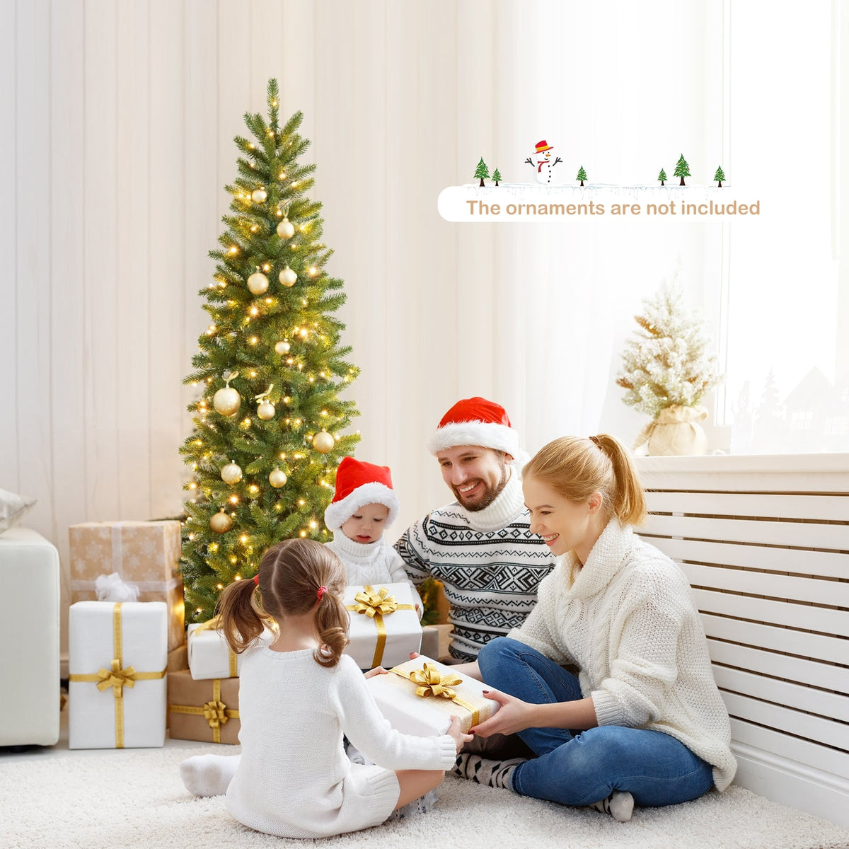 6 Feet Pre-Lit Artificial Christmas Tree with 648 PVC PE Branch Tips-Christmas Trees-DECOROLALA