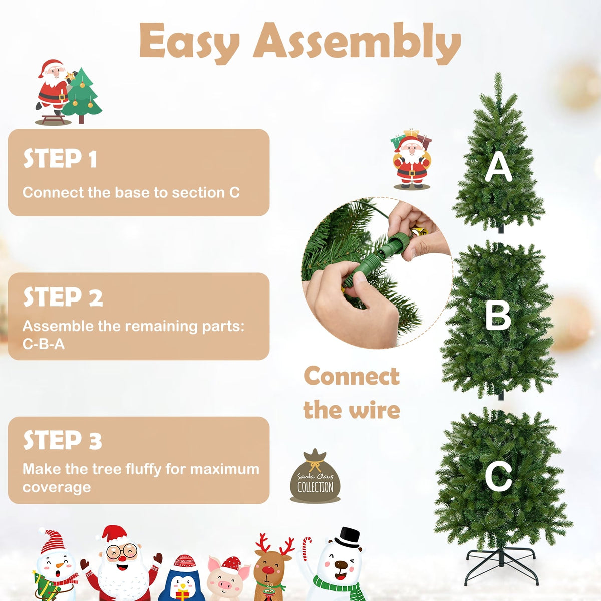 6 Feet Pre-Lit Artificial Christmas Tree with 648 PVC PE Branch Tips-Christmas Trees-DECOROLALA