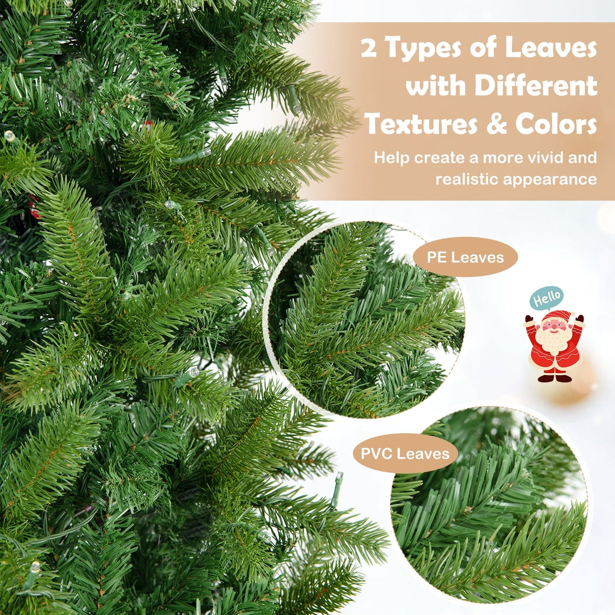 6 Feet Pre-Lit Artificial Christmas Tree with 648 PVC PE Branch Tips-Christmas Trees-DECOROLALA