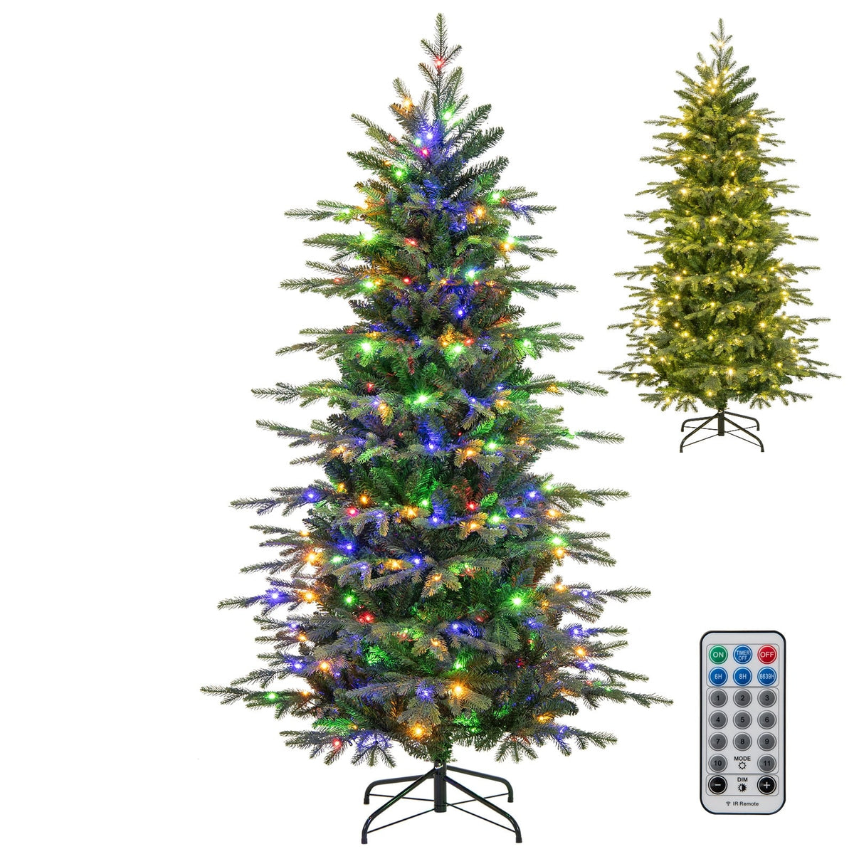 6 Feet Pre-Lit Artificial Christmas Tree with Warm White LED Lights-Christmas Trees-DECOROLALA