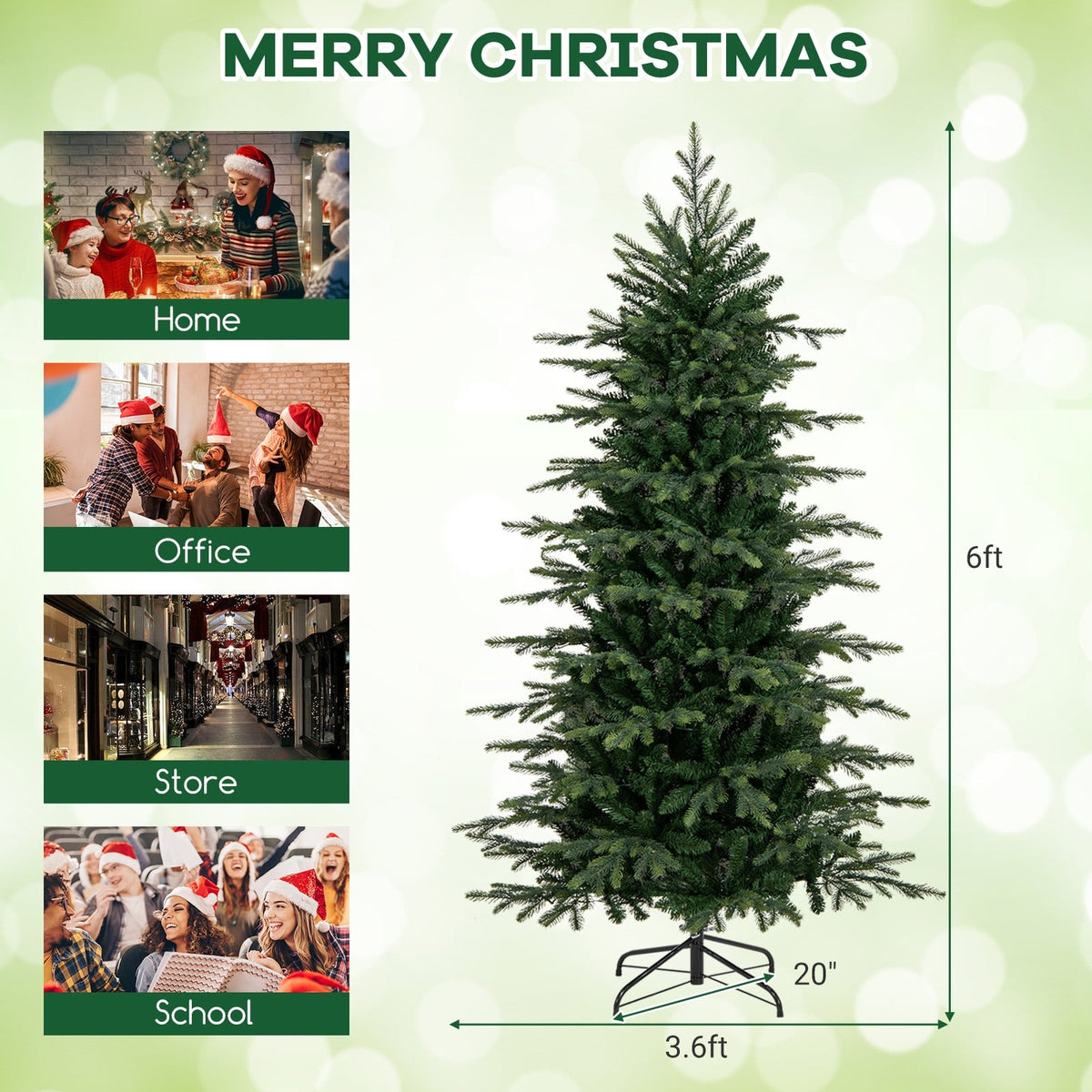 6 Feet Pre-Lit Artificial Christmas Tree with Warm White LED Lights-Christmas Trees-DECOROLALA
