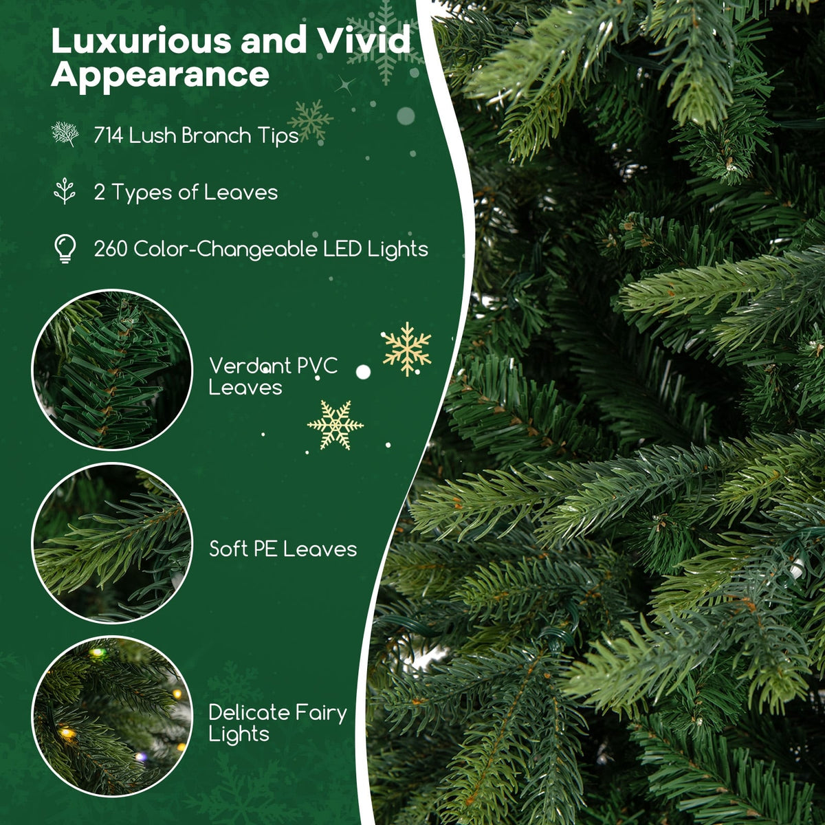 6 Feet Pre-Lit Artificial Christmas Tree with Warm White LED Lights-Christmas Trees-DECOROLALA