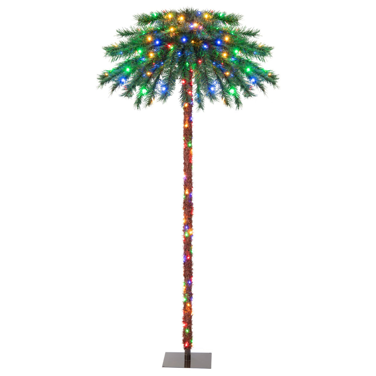 6 Feet Pre-Lit Artificial Tropical Christmas Palm Tree with 210 Multi-Color Lights-Christmas Trees-DECOROLALA