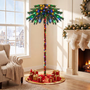 6 Feet Pre-Lit Artificial Tropical Christmas Palm Tree with 210 Multi-Color Lights-Christmas Trees-DECOROLALA