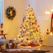 6 Feet Pre-Lit Snow Flocked Christmas Tree with Warm White LED Lights-6 ft-Christmas Trees-DECOROLALA