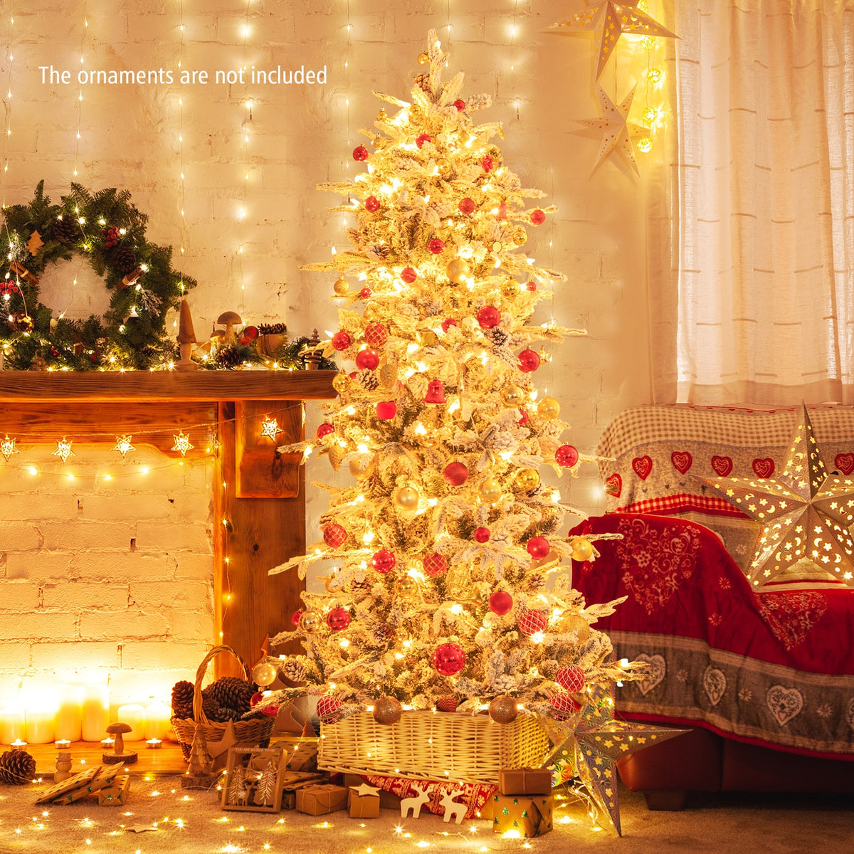 6 Feet Pre-lit Artificial Christmas Tree-Christmas Trees-DECOROLALA