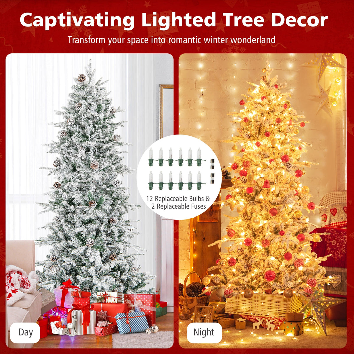 6 Feet Pre-lit Artificial Christmas Tree-Christmas Trees-DECOROLALA