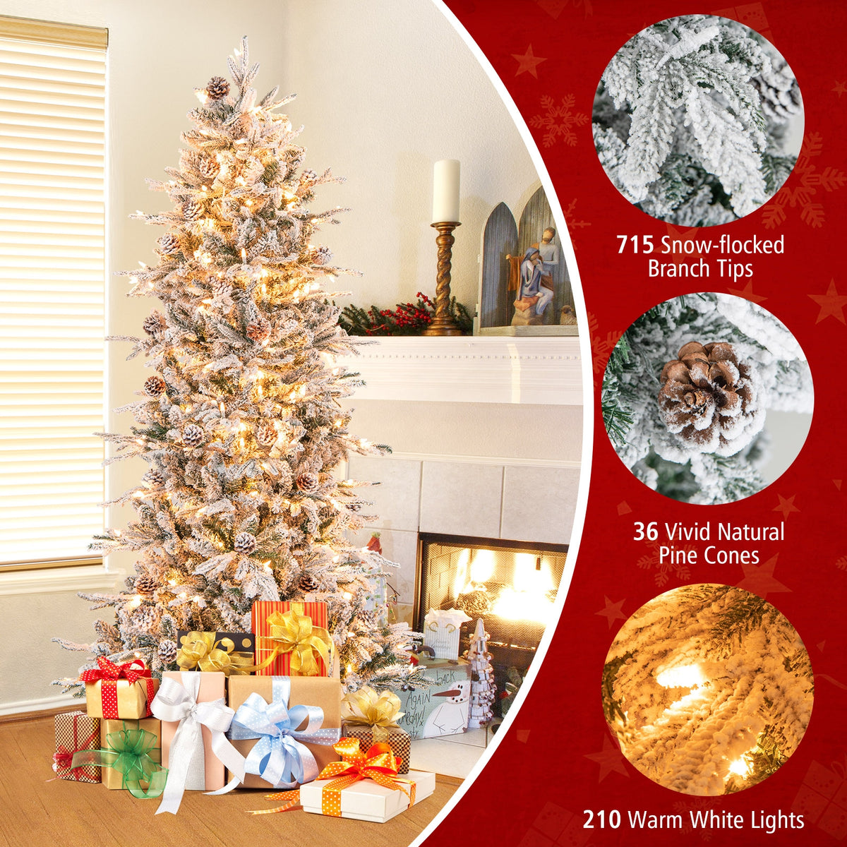6 Feet Pre-lit Artificial Christmas Tree-Christmas Trees-DECOROLALA
