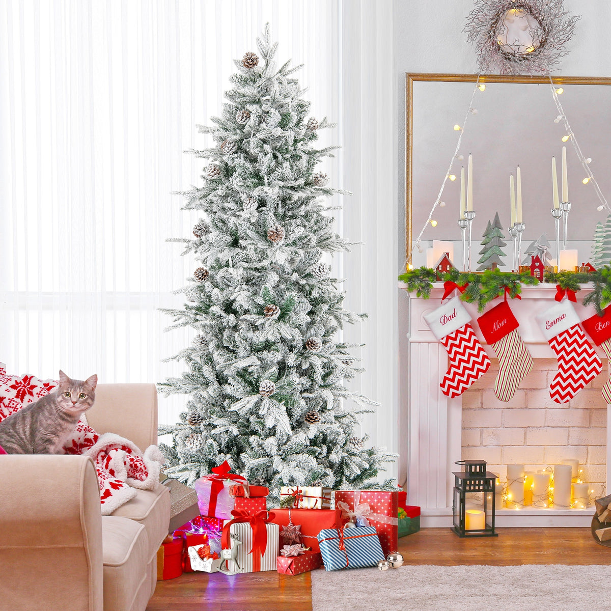 6 Feet Pre-lit Artificial Christmas Tree-Christmas Trees-DECOROLALA