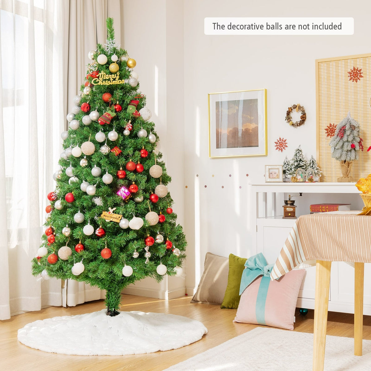 6 Feet Pre-lit Fiber Optic Artificial Christmas Tree with 617 Branch Tips-Christmas Trees-DECOROLALA