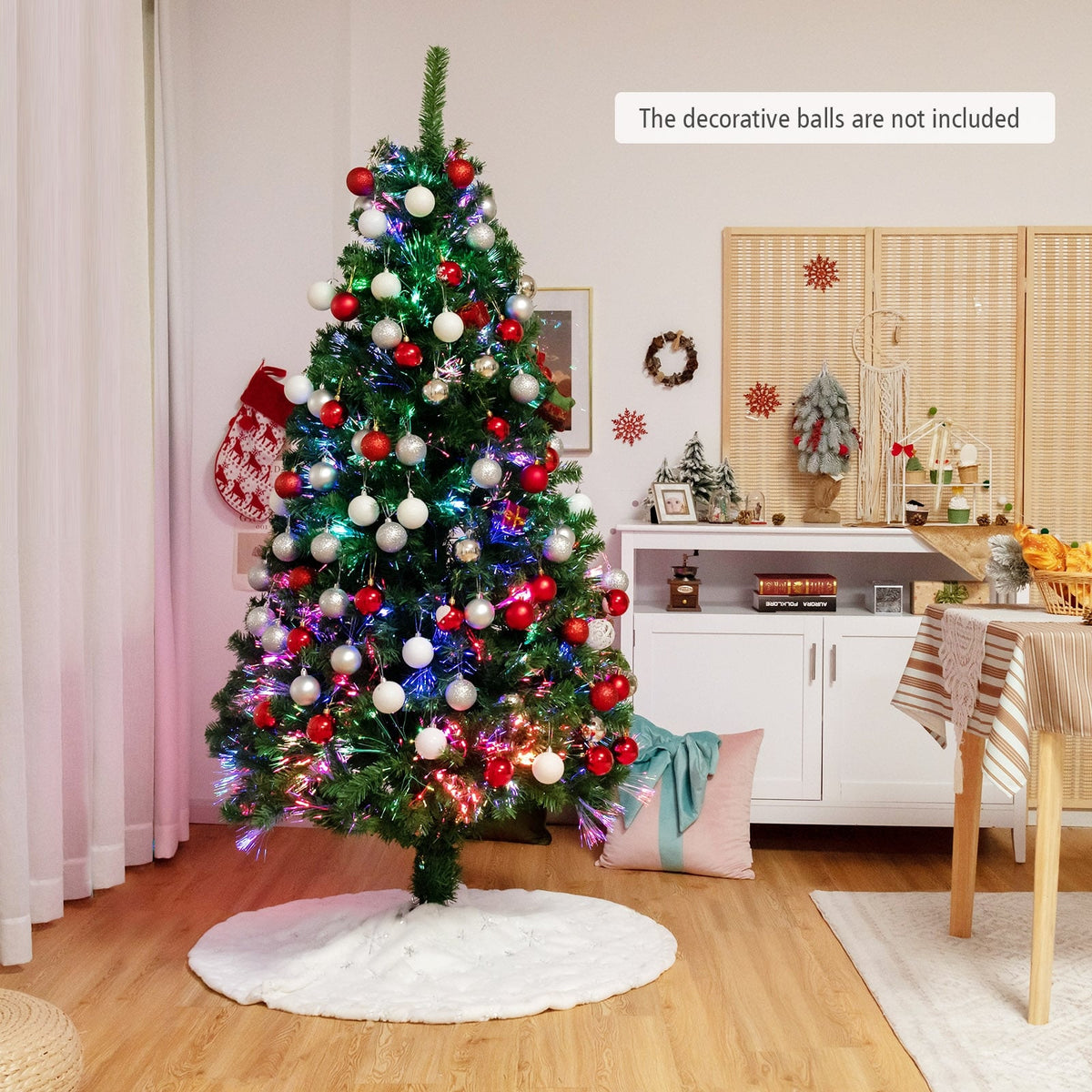 6 Feet Pre-lit Fiber Optic Artificial Christmas Tree with 617 Branch Tips-Christmas Trees-DECOROLALA