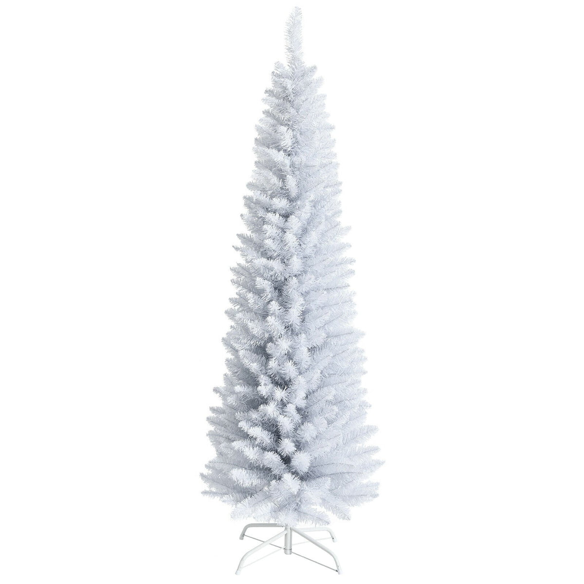 6 Feet Unlit Artificial Slim Pencil Christmas Tree with Metal Stand-Christmas Trees-DECOROLALA