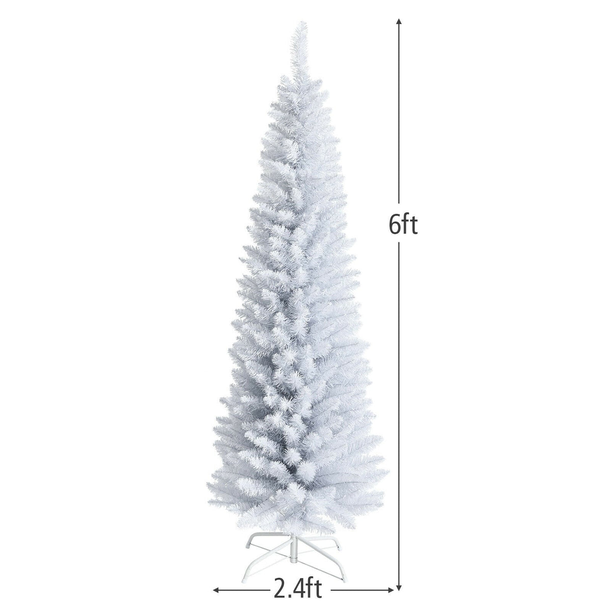 6 Feet Unlit Artificial Slim Pencil Christmas Tree with Metal Stand-Christmas Trees-DECOROLALA