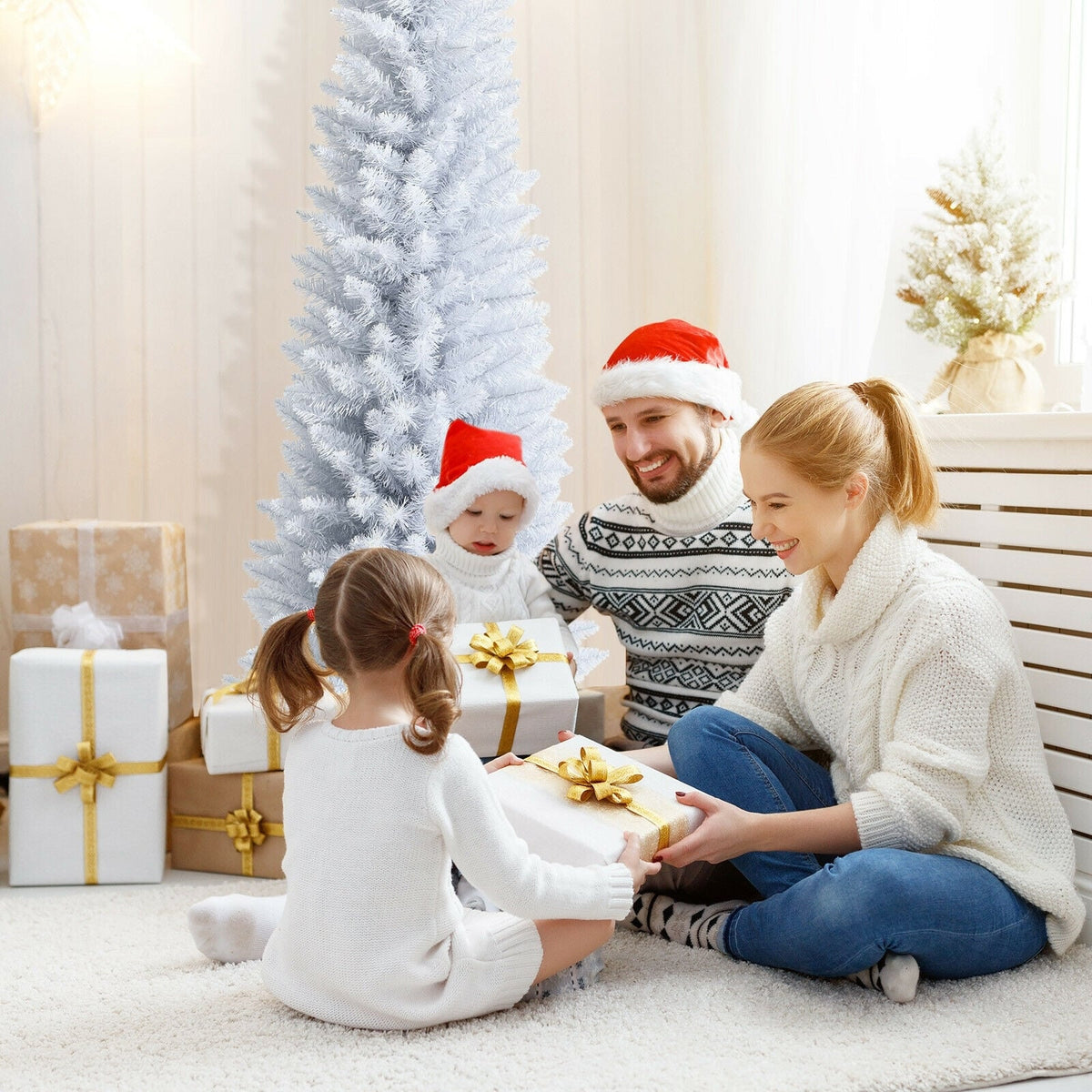 6 Feet Unlit Artificial Slim Pencil Christmas Tree with Metal Stand-Christmas Trees-DECOROLALA