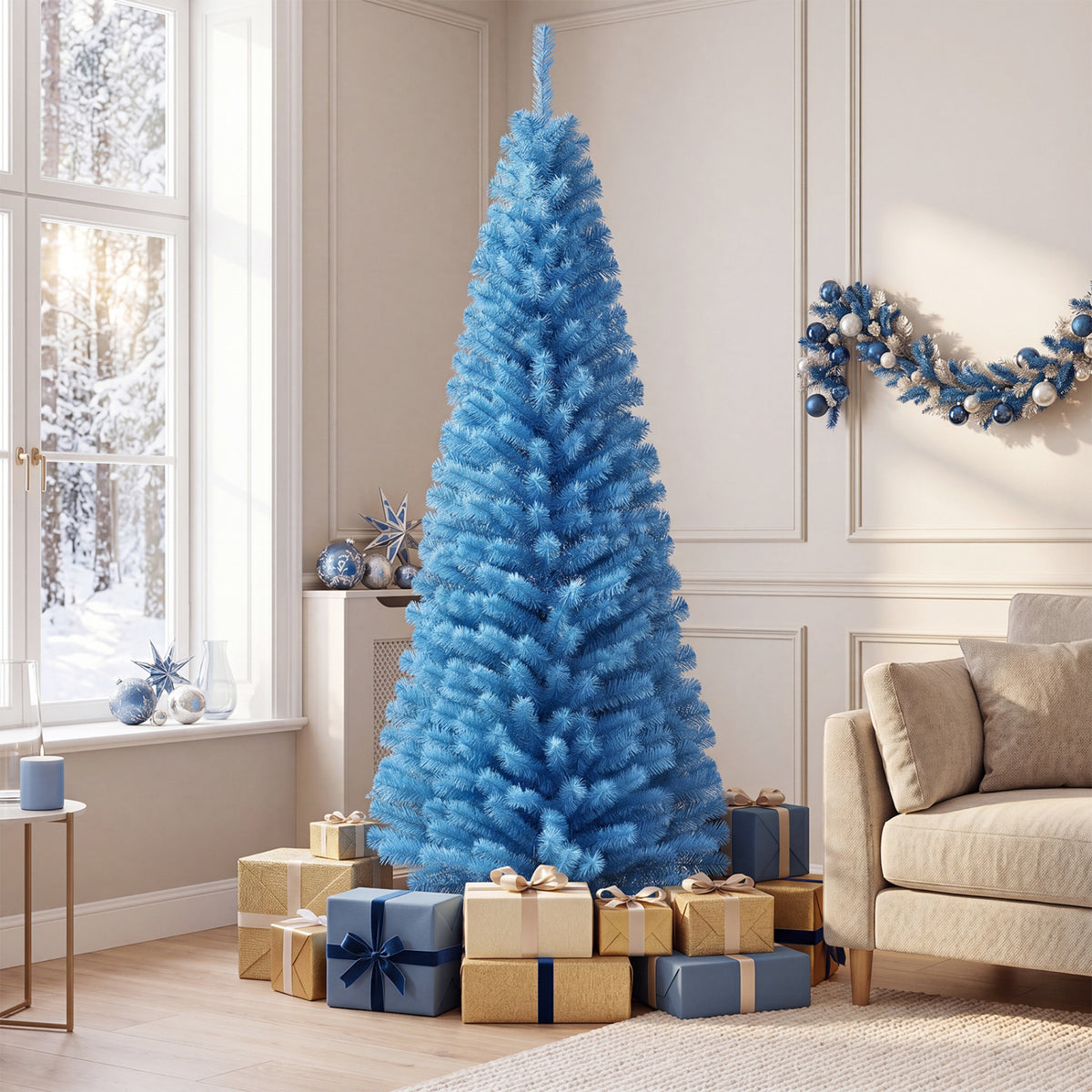 6 Feet Unlit Pencil Slim Tree Artificial Christmas Tree-Christmas Trees-DECOROLALA