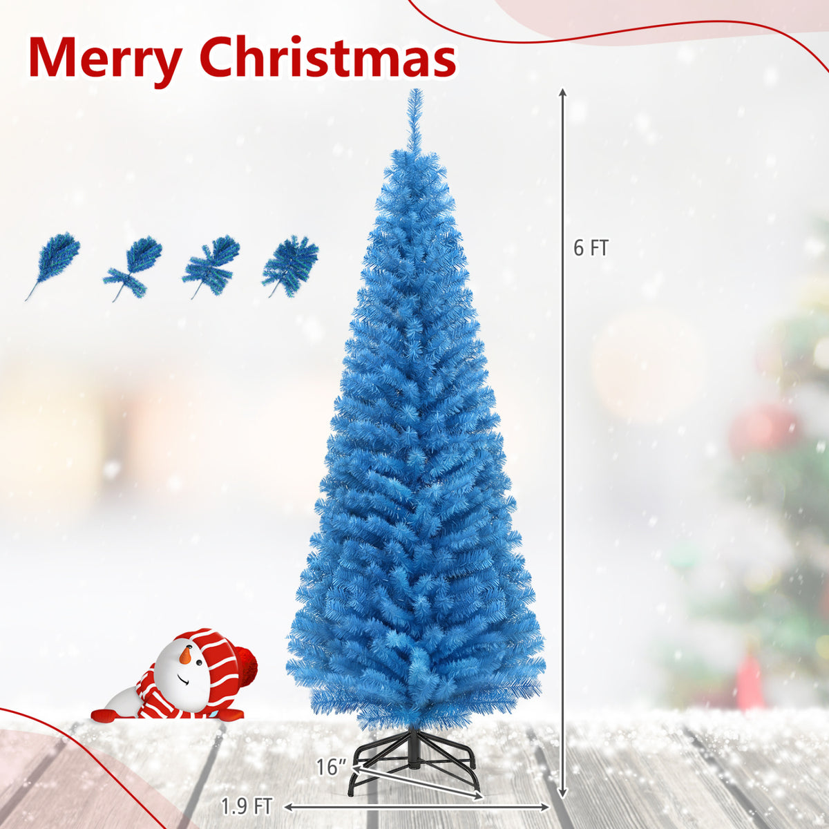 6 Feet Unlit Pencil Slim Tree Artificial Christmas Tree-Christmas Trees-DECOROLALA