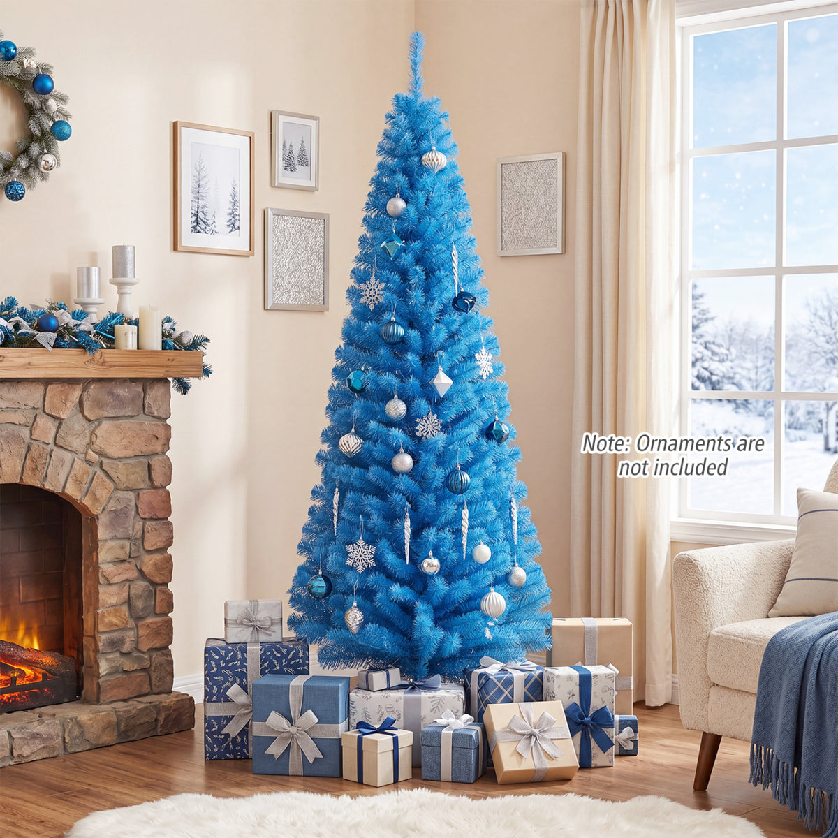 6 Feet Unlit Pencil Slim Tree Artificial Christmas Tree-Christmas Trees-DECOROLALA