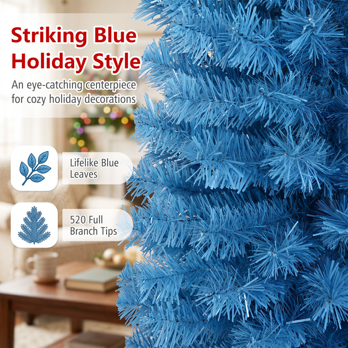 6 Feet Unlit Pencil Slim Tree Artificial Christmas Tree-Christmas Trees-DECOROLALA