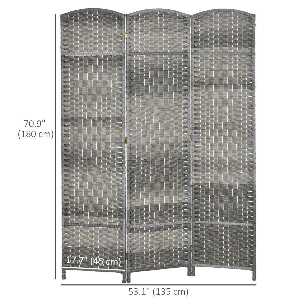6 Ft 3-Panel Folding Room Divider - Mixed Grey Pine Wood-Home Furnishings > Living Room Furniture > Room Dividers-DECOROLALA