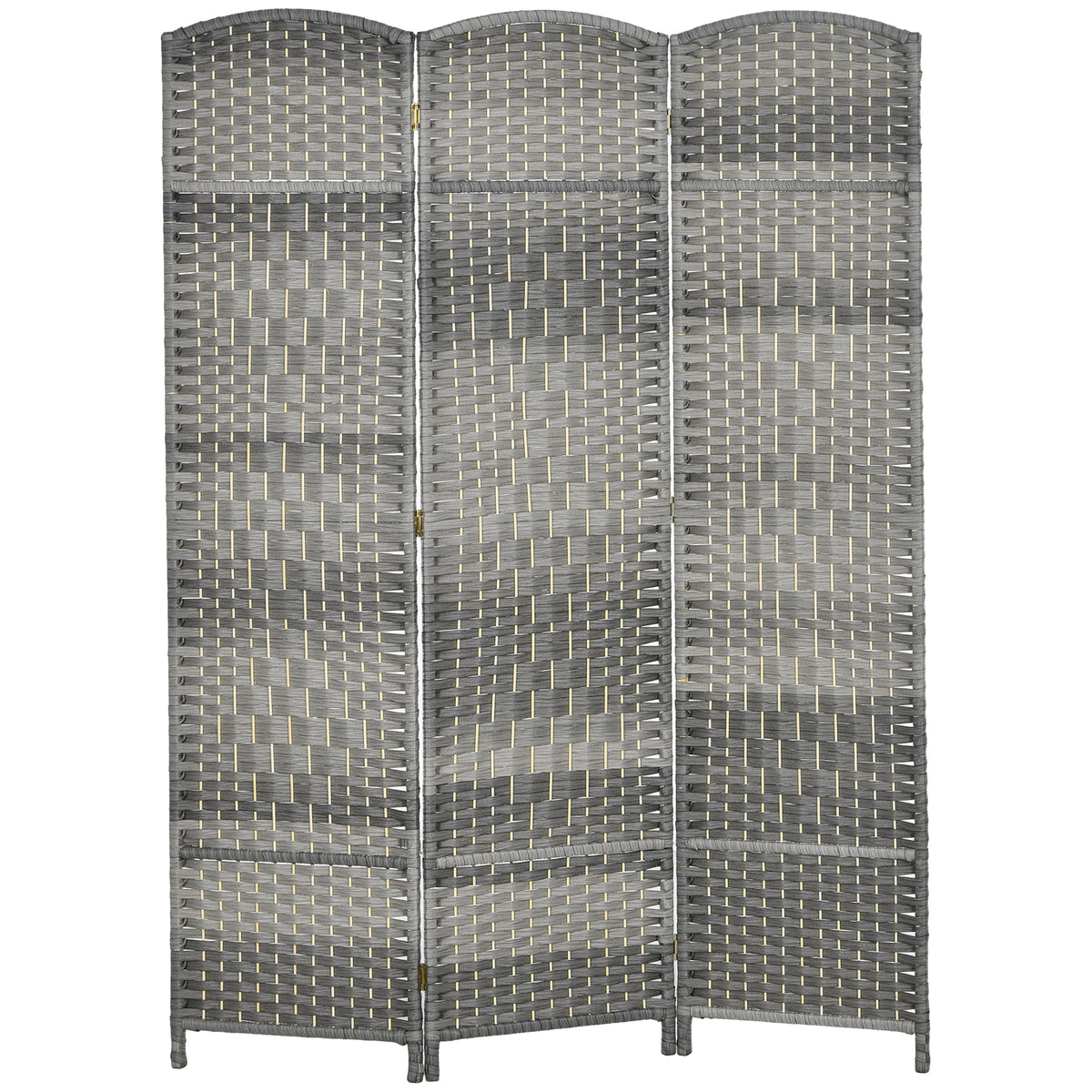 6 Ft 3-Panel Folding Room Divider - Mixed Grey Pine Wood-Home Furnishings > Living Room Furniture > Room Dividers-DECOROLALA