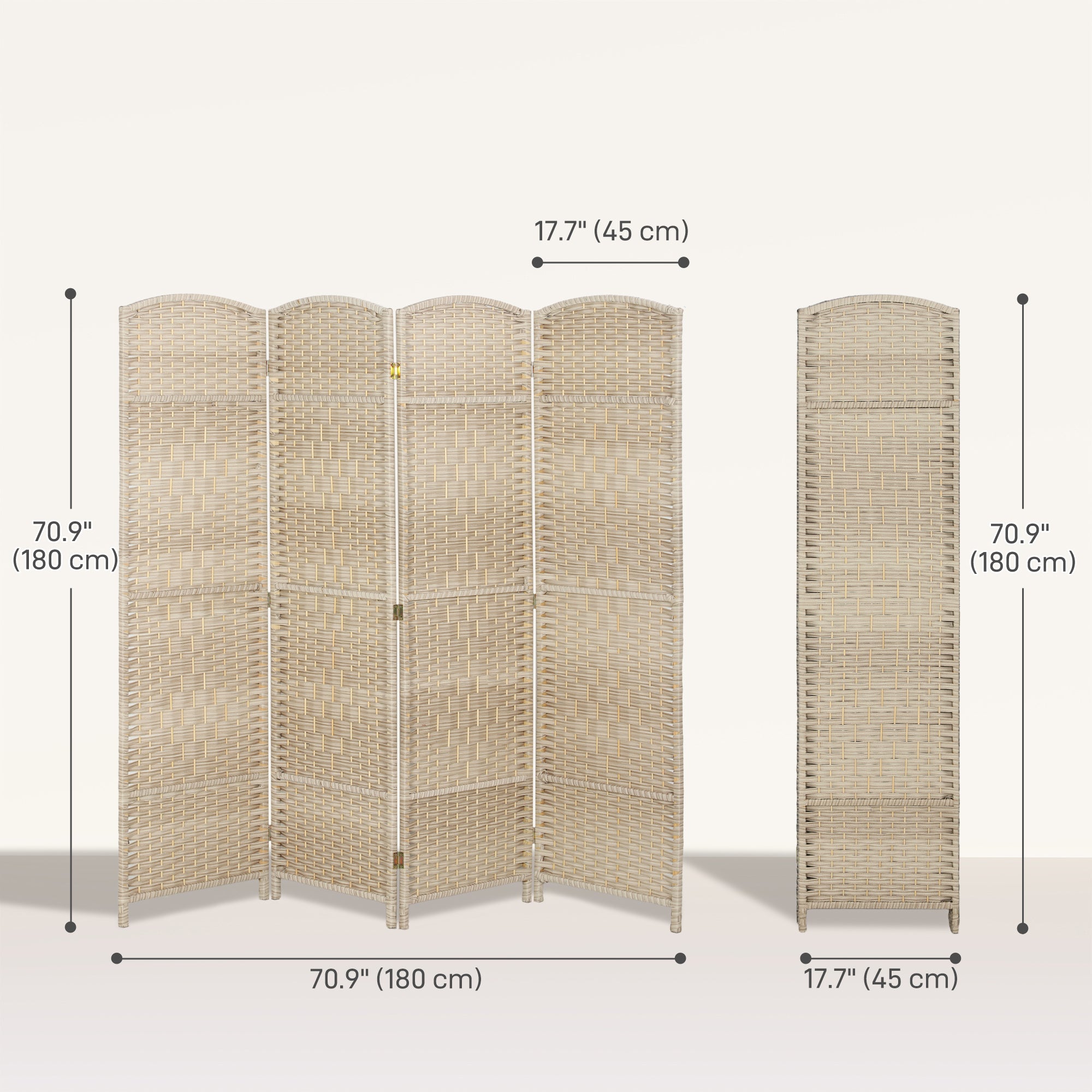 6 Ft 4-Panel Folding Room Divider - Light Oak Woven Pine-Home Furnishings > Living Room Furniture > Room Dividers-DECOROLALA