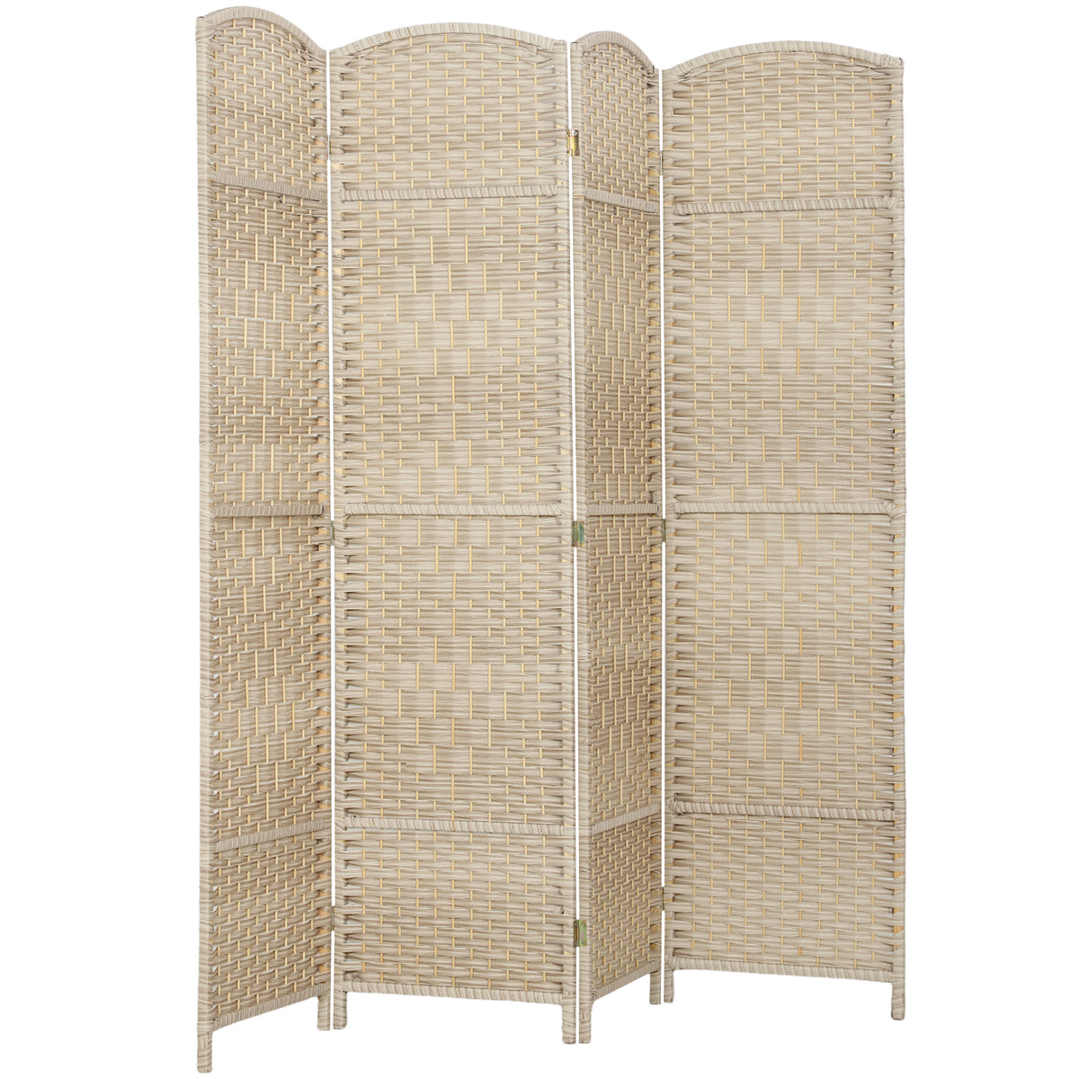 6 Ft 4-Panel Folding Room Divider - Light Oak Woven Pine-Home Furnishings > Living Room Furniture > Room Dividers-DECOROLALA