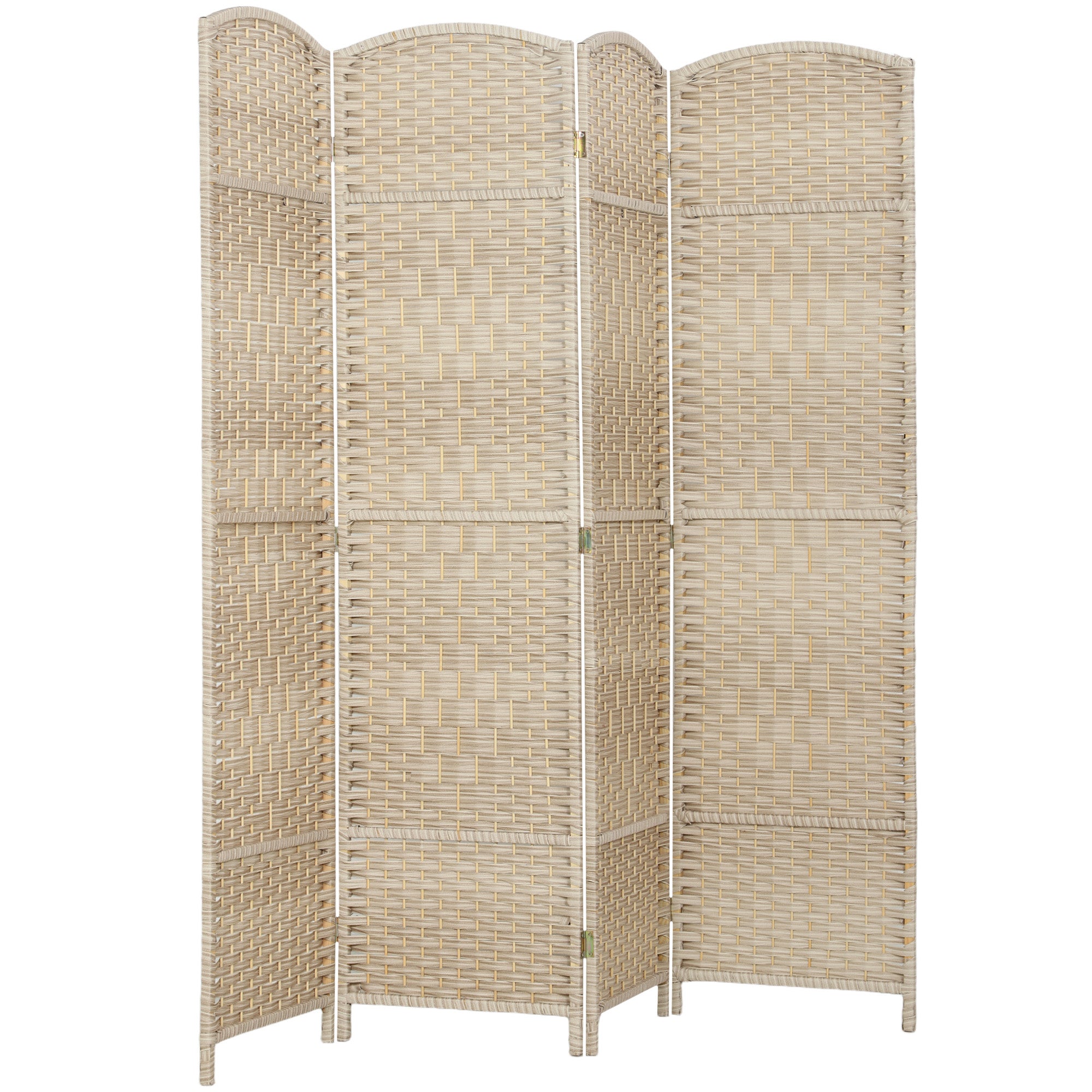 6 Ft 4-Panel Folding Room Divider - Light Oak Woven Pine-Home Furnishings > Living Room Furniture > Room Dividers-DECOROLALA