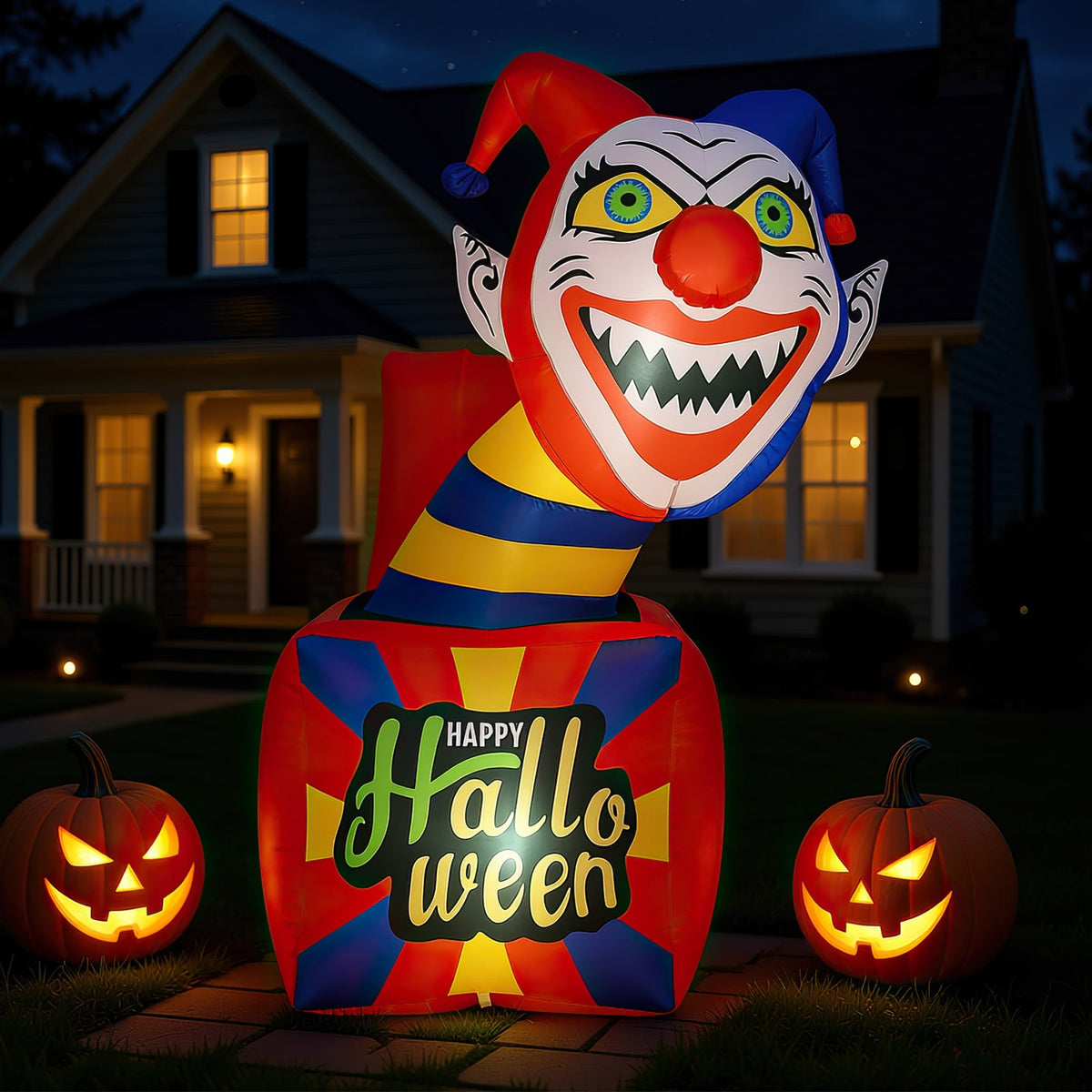 6 Ft Halloween Inflatable Clown - LED Jack-in-the-Box Decoration-Halloween-DECOROLALA