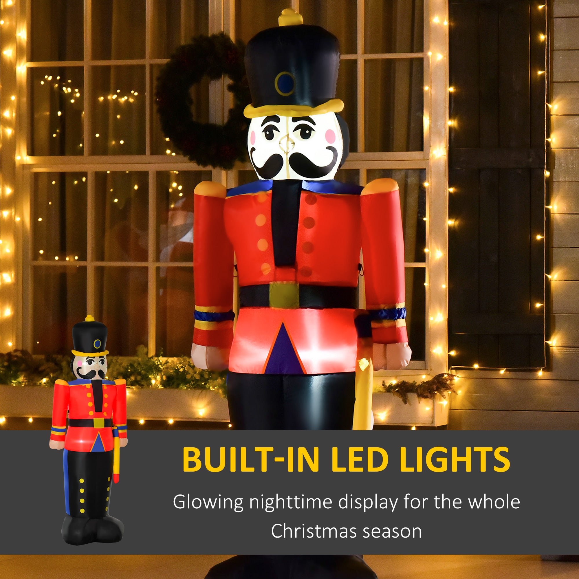 6 Ft Tall Nutcracker Toy Soldier Outdoor Lighted Airblown Inflatable Christmas Lawn Decoration-Home Furnishings > Holiday & Seasonal > Christmas Decorations > Christmas Inflatables-DECOROLALA