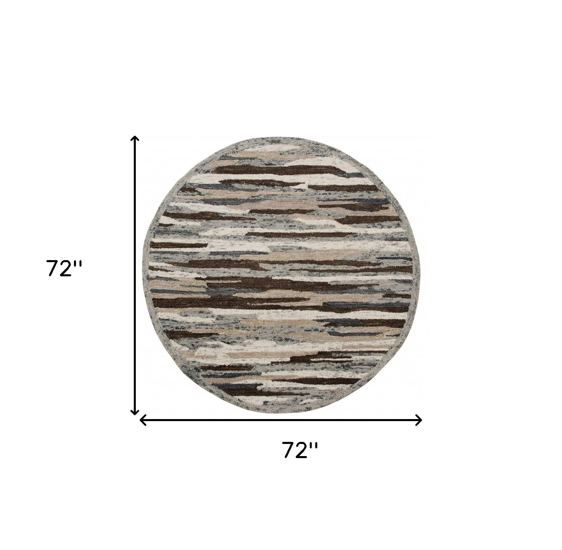 6' Gray And Brown Round Wool Hand Tufted Area Rug-Area Rugs-DECOROLALA