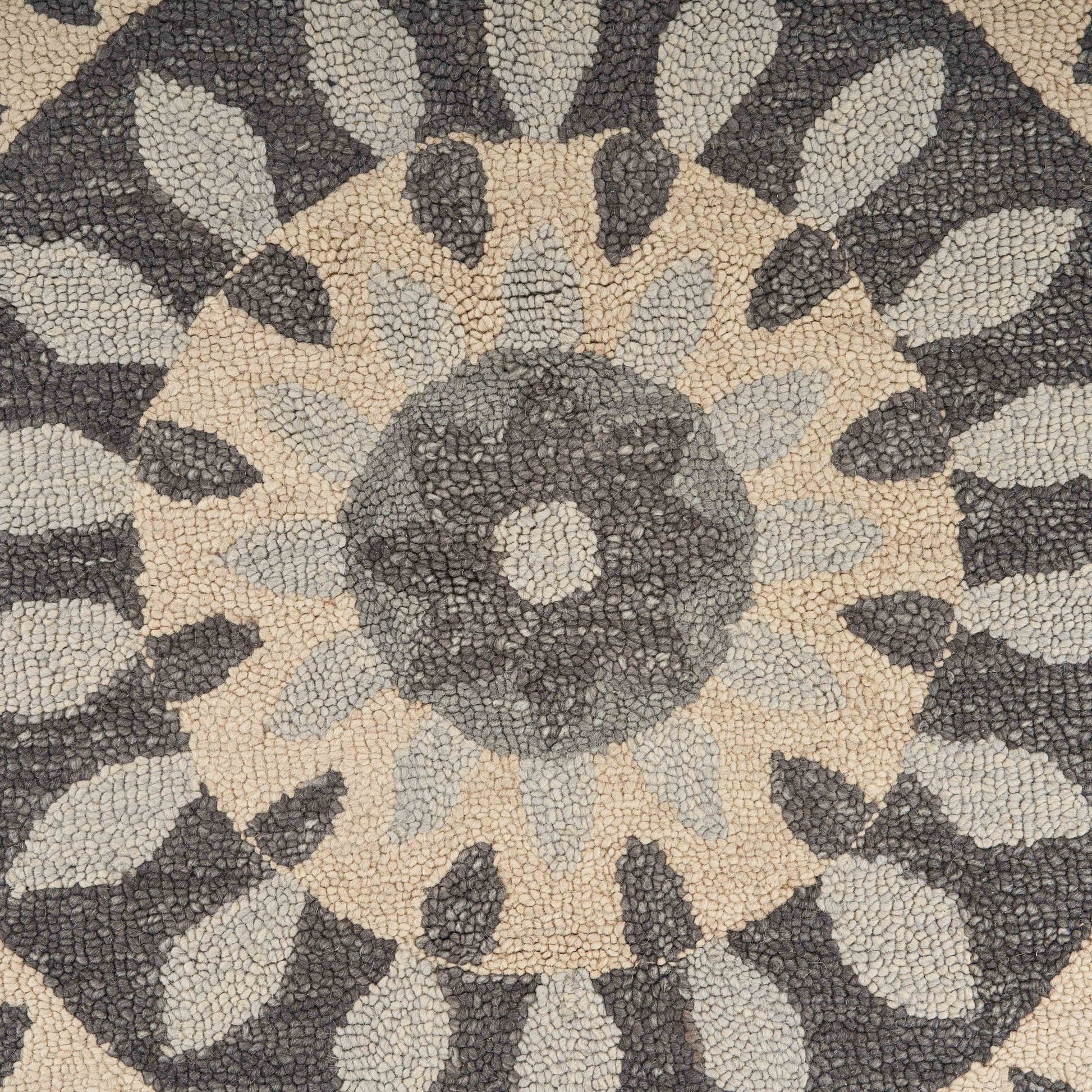 6' Gray Round Wool Geometric Hand Tufted Area Rug-Area Rugs-DECOROLALA