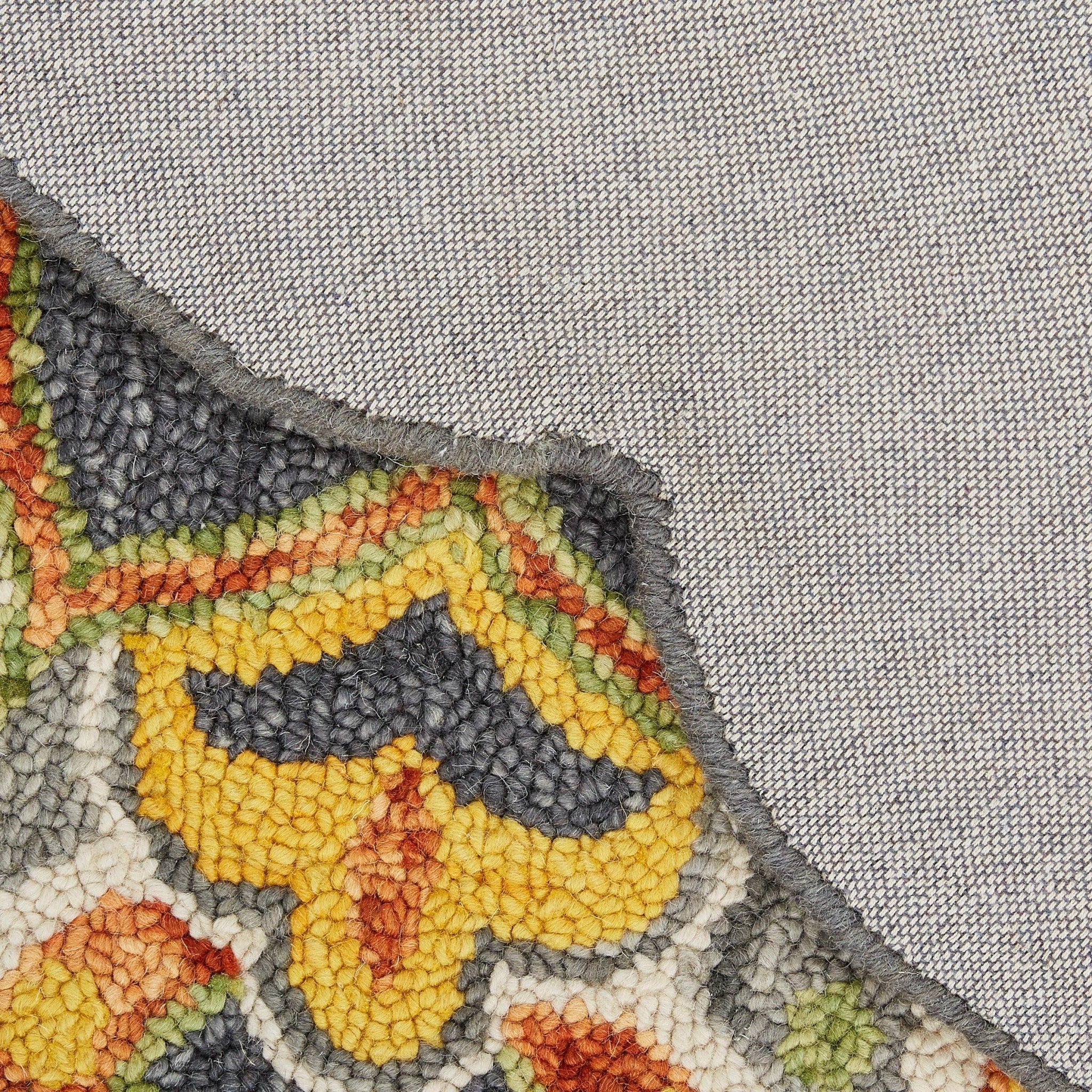 6' Gray Wool Geometric Hand Tufted Round Rug-Area Rugs-DECOROLALA