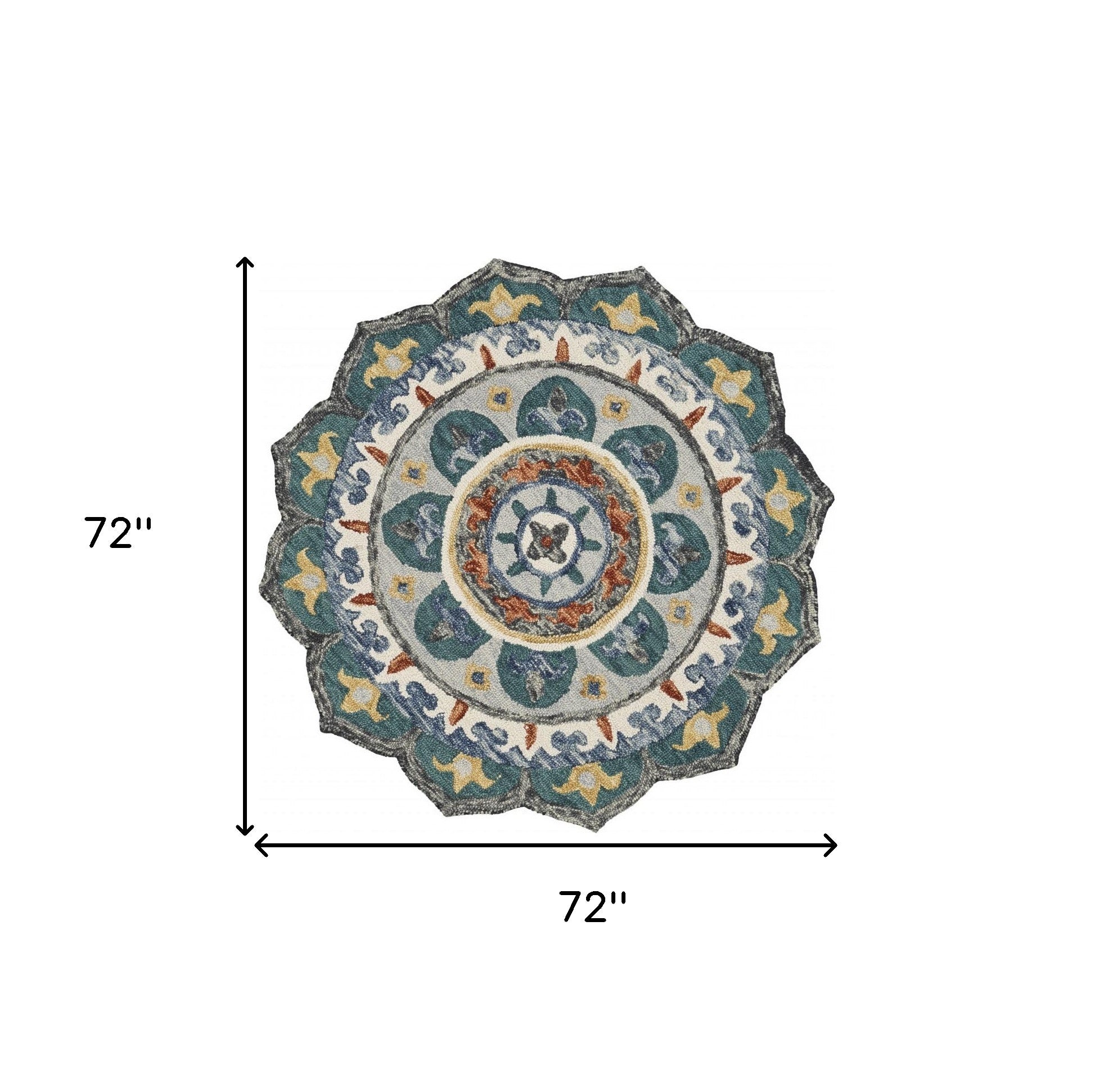 6' Green And Ivory Wool Hand Tufted Round Rug-Area Rugs-DECOROLALA