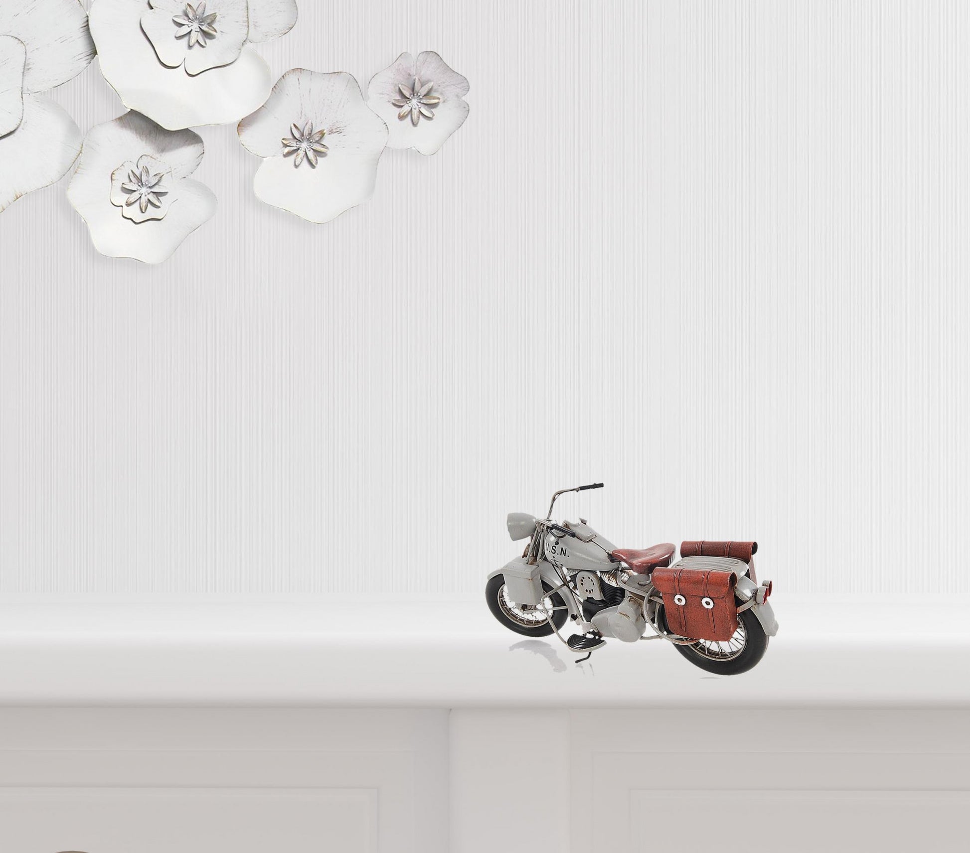 6" Grey Metal Hand Painted Decorative Motorcycle-Sculptures-DECOROLALA