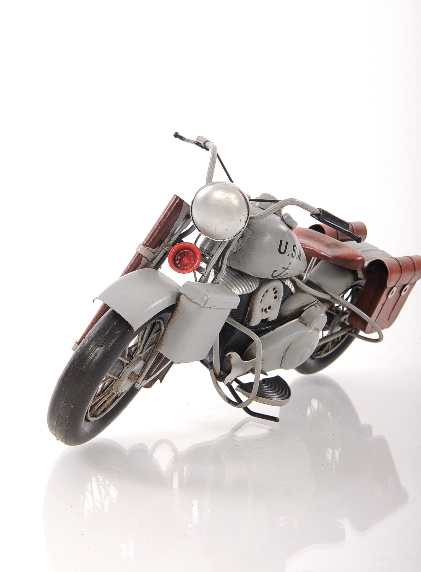 6" Grey Metal Hand Painted Decorative Motorcycle-Sculptures-DECOROLALA