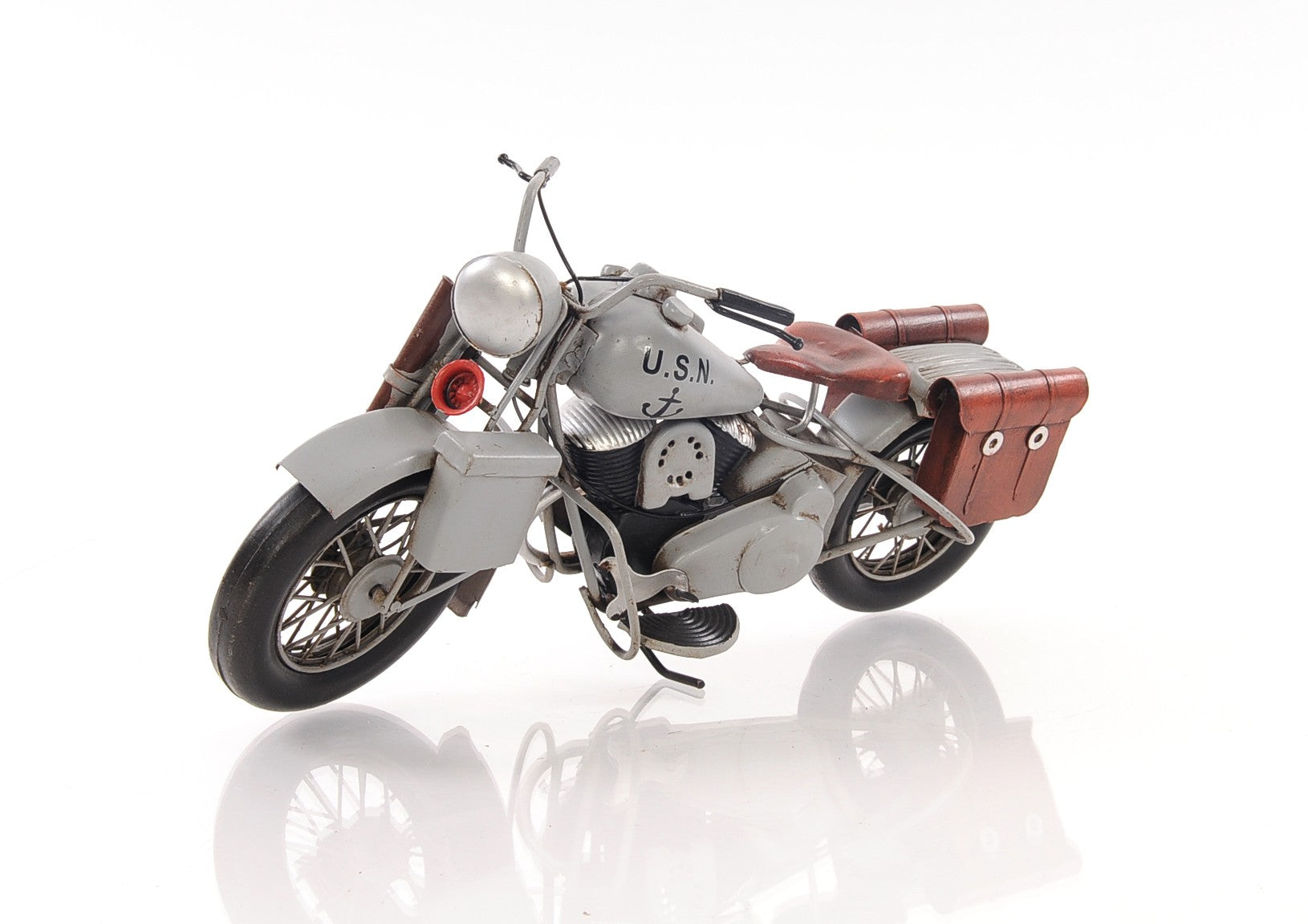 6" Grey Metal Hand Painted Decorative Motorcycle-Sculptures-DECOROLALA
