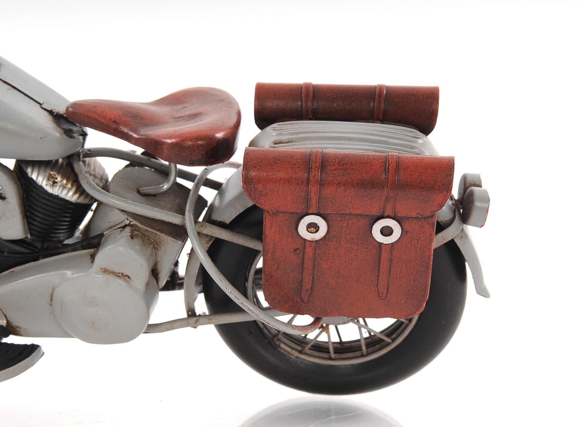 6" Grey Metal Hand Painted Decorative Motorcycle-Sculptures-DECOROLALA